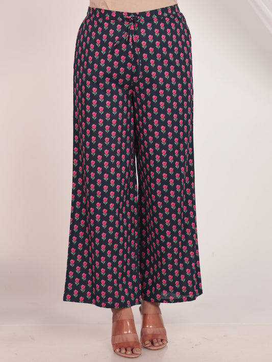 Soft Cotton Floral Blue Palazzo