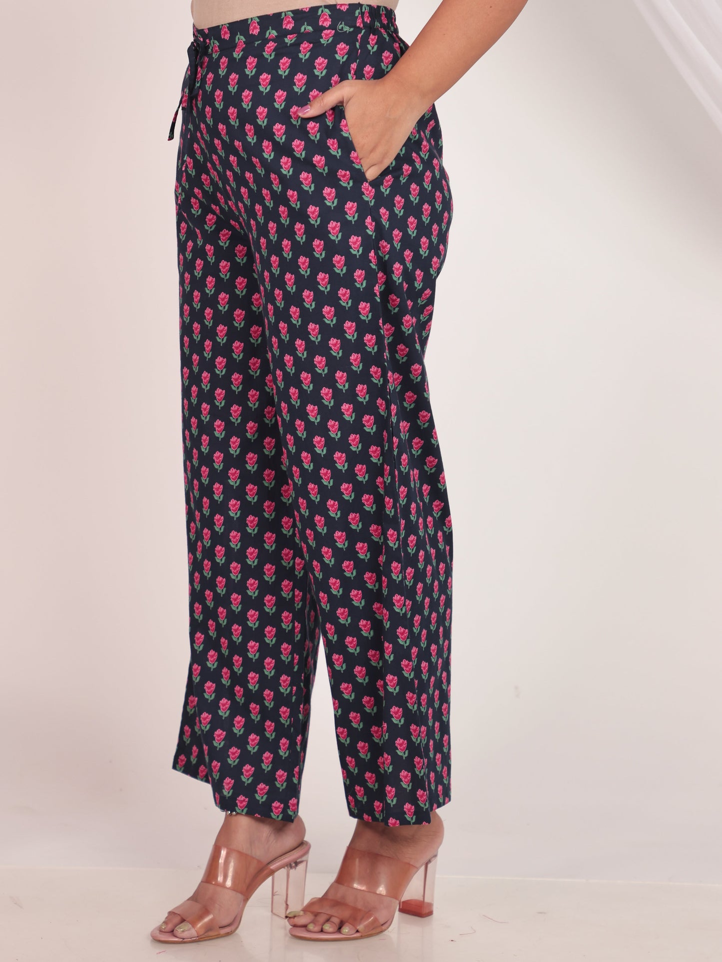 Soft Cotton Floral Anarkali Blue Kurta