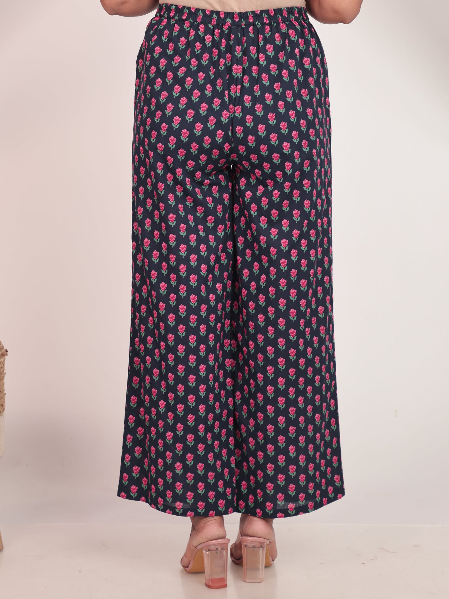 Soft Cotton Floral Anarkali Blue Kurta