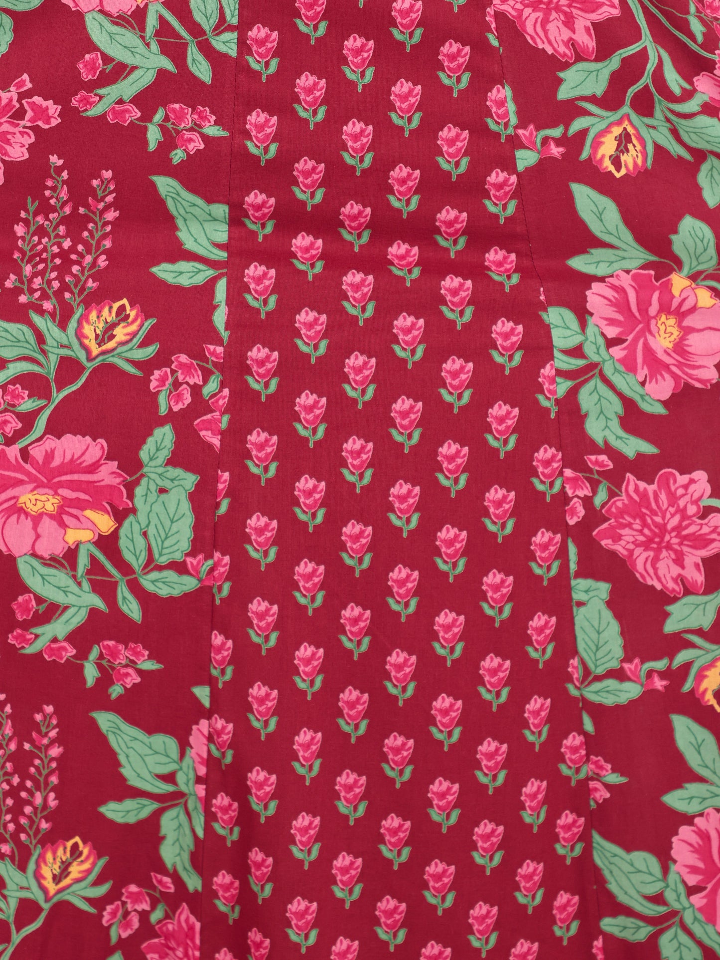 Soft Cotton Floral Anarkali Maroon Kurta