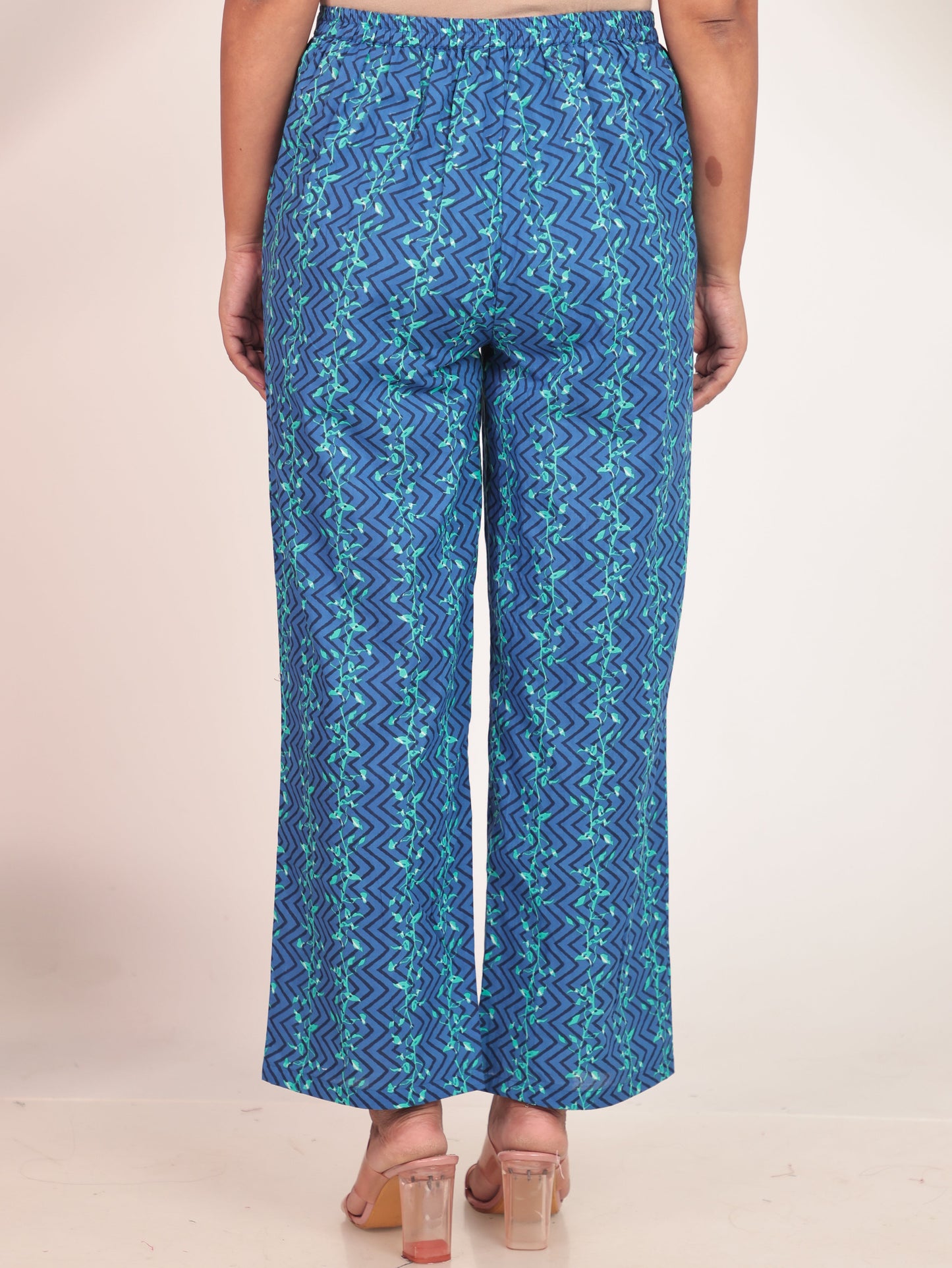 Soft Cotton Floral Flared Blue Kurta