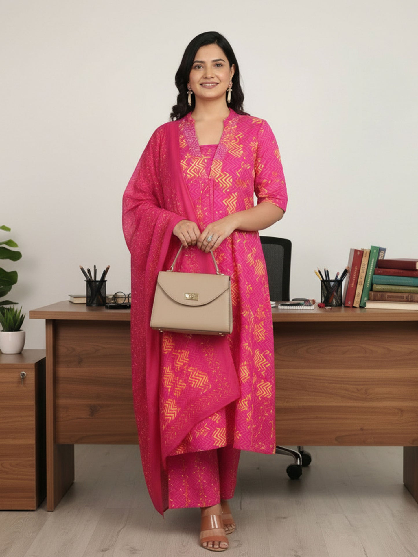 Voile Cotton Floral Pink Dupatta