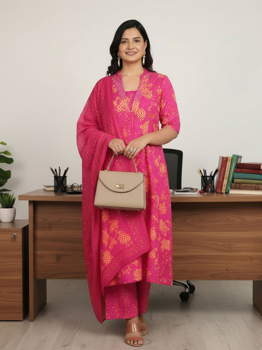 Voile Cotton Floral Pink Dupatta