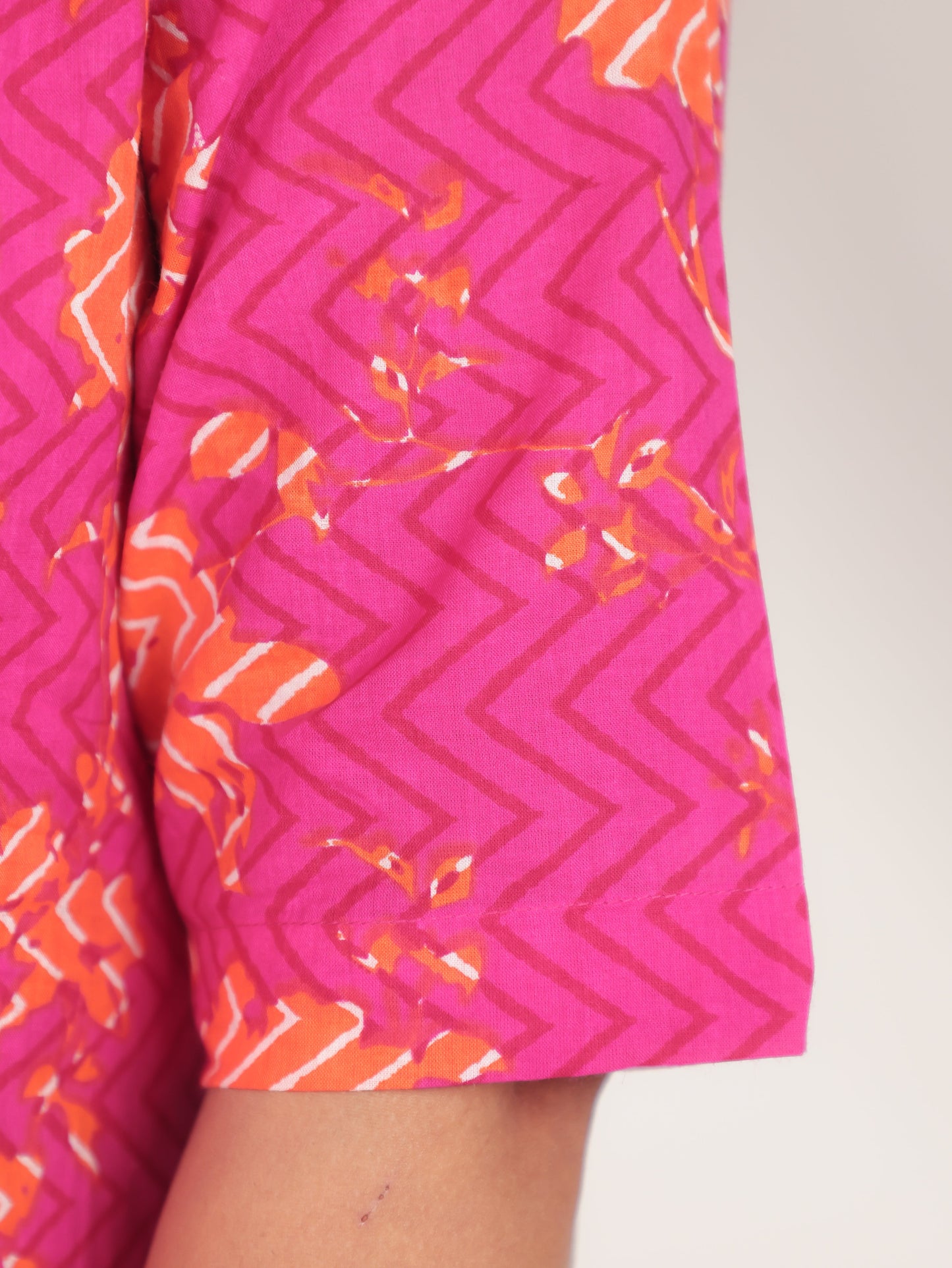 Soft Cotton Floral Flared Pink Kurta