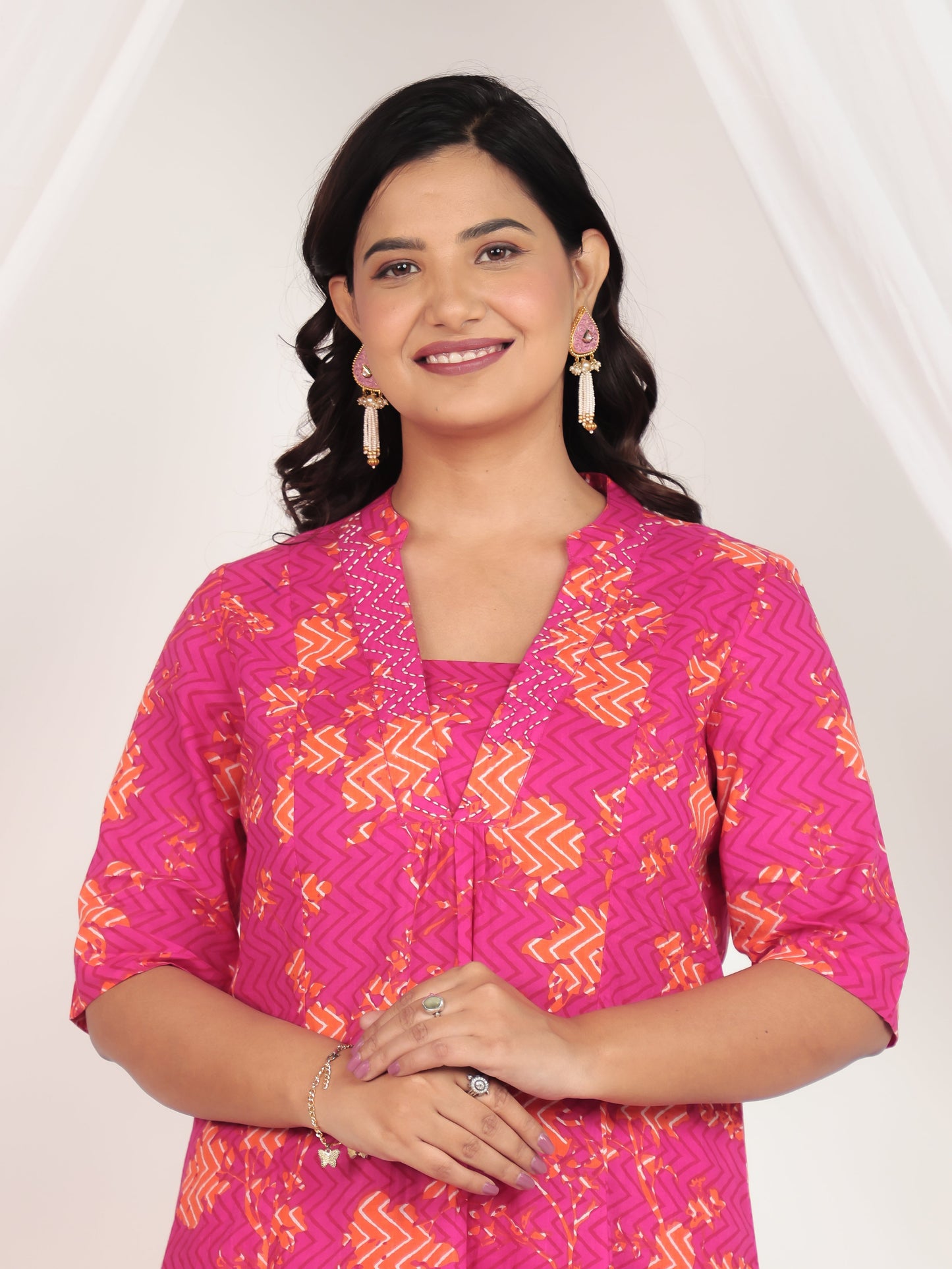 Soft Cotton Floral Flared Pink