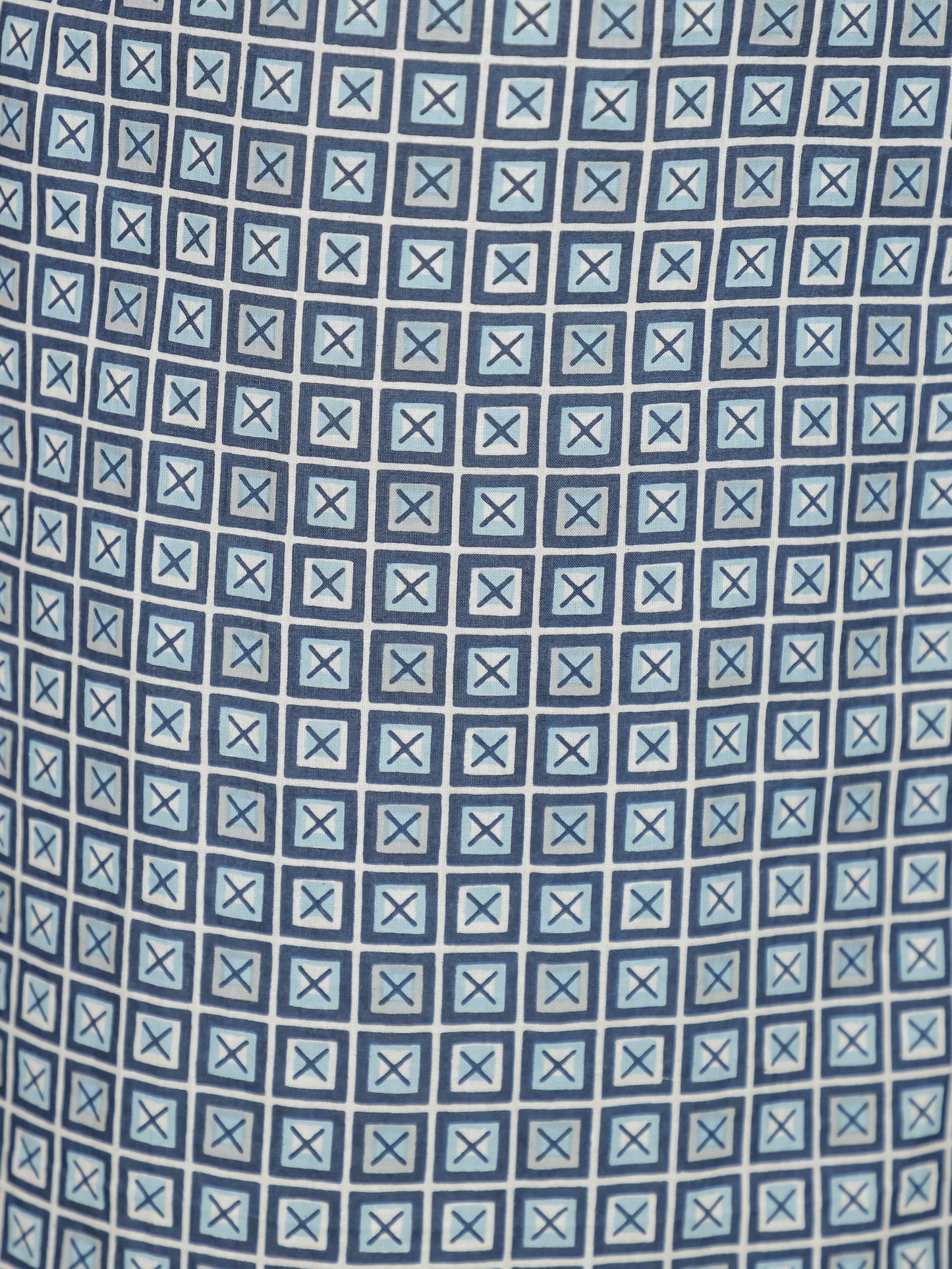 Soft Cotton Geometric Straight Blue Kurti