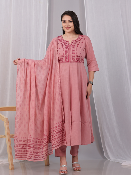 Cotton Voile Butti Pink Dupatta