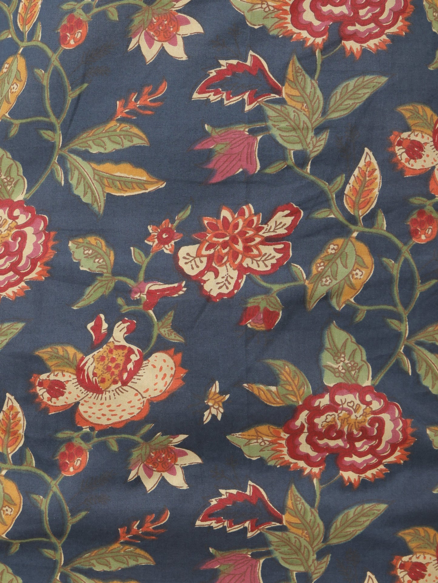 Soft Cotton Floral Straight Navy Blue Kurti