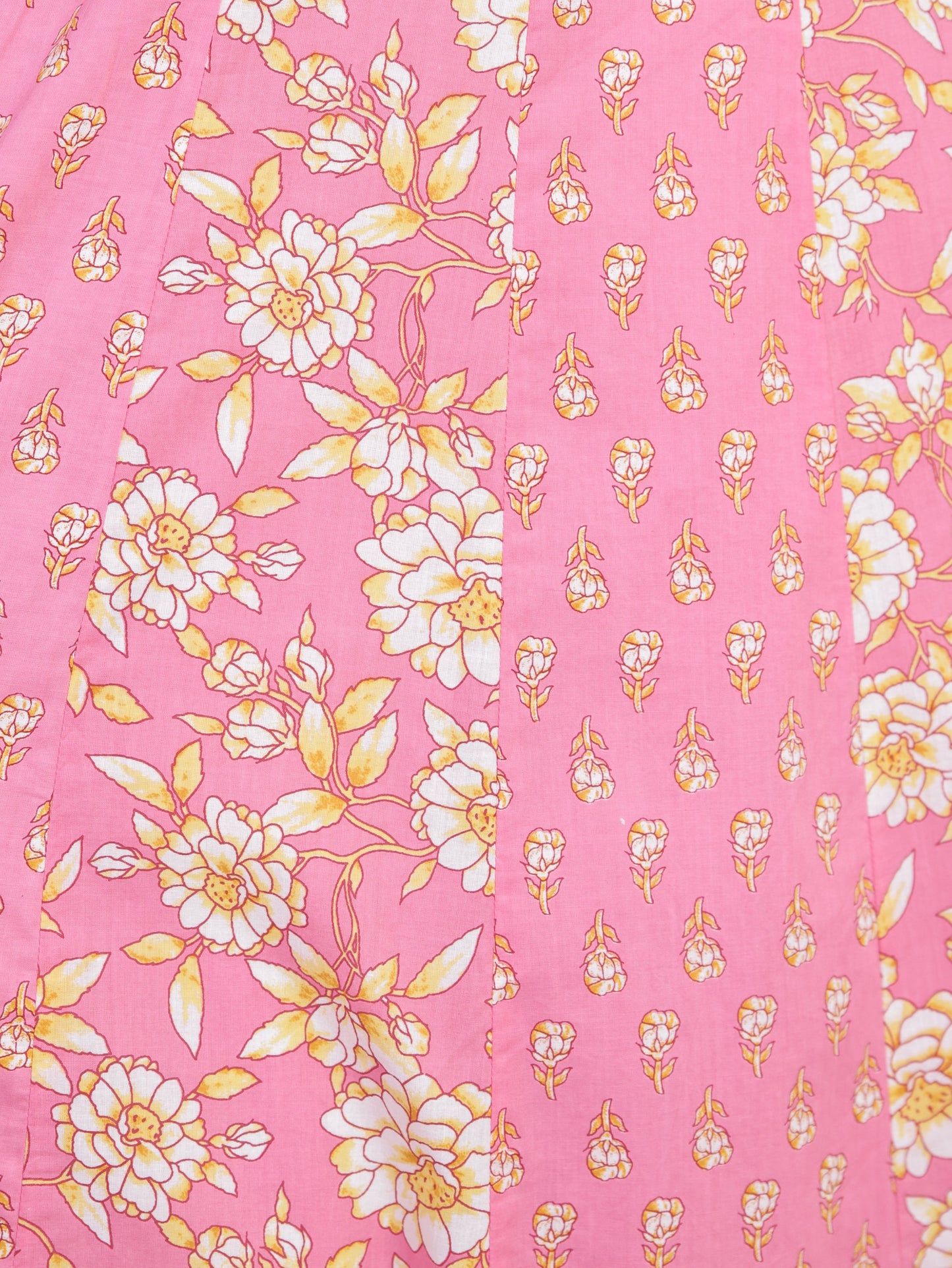 Soft Cotton Floral Anarkali Pink Dress