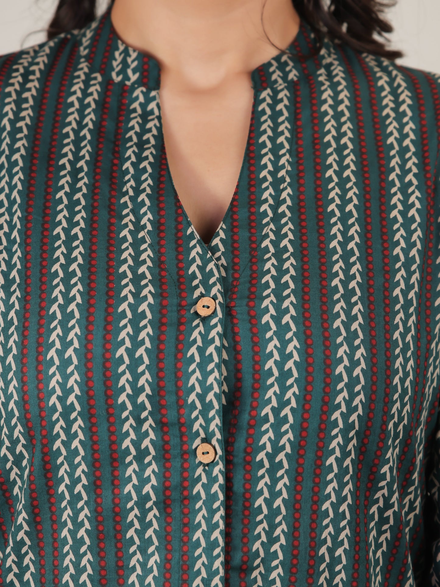 Soft Cotton Striped Green Top
