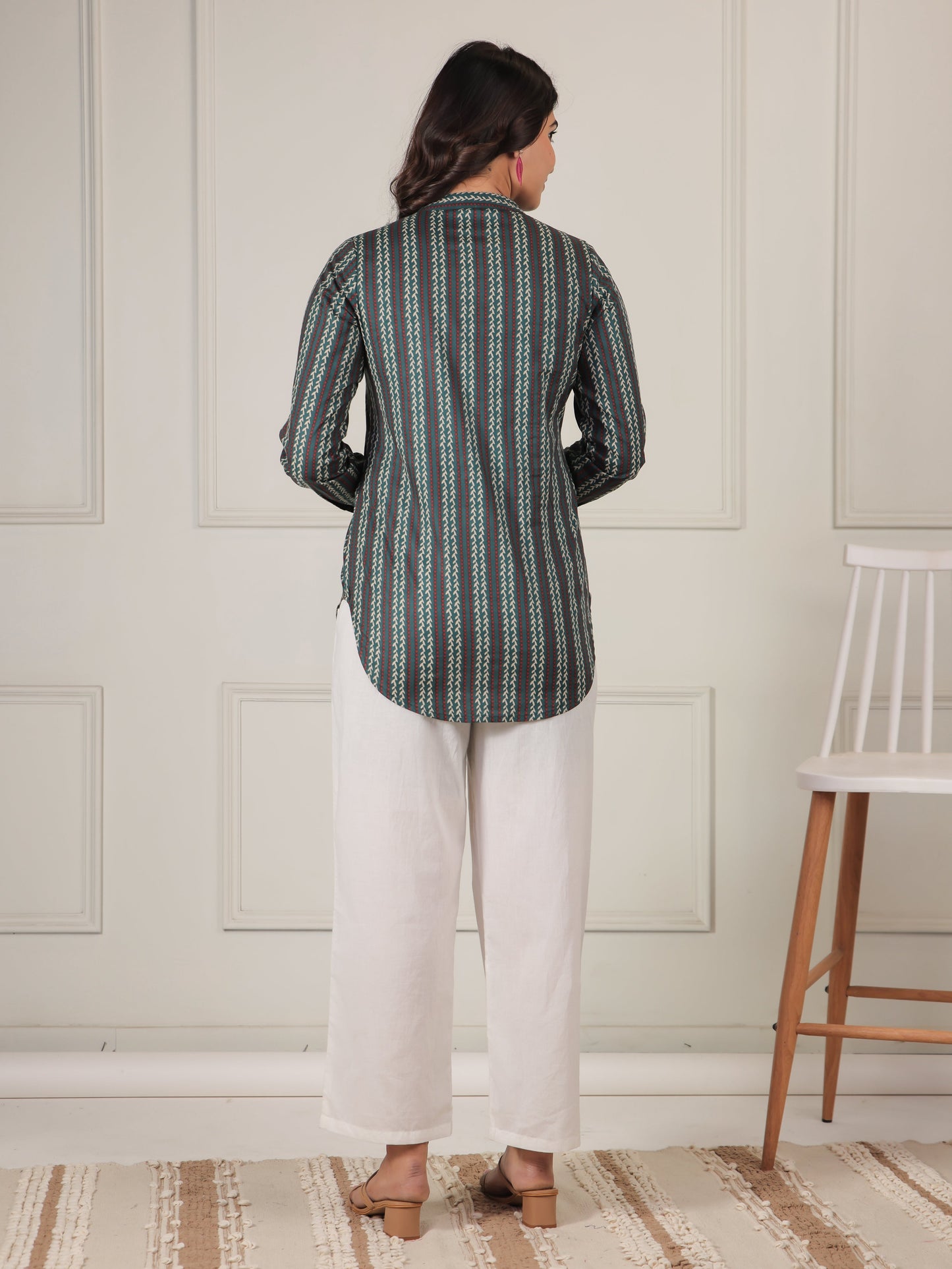 Soft Cotton Striped Green Top