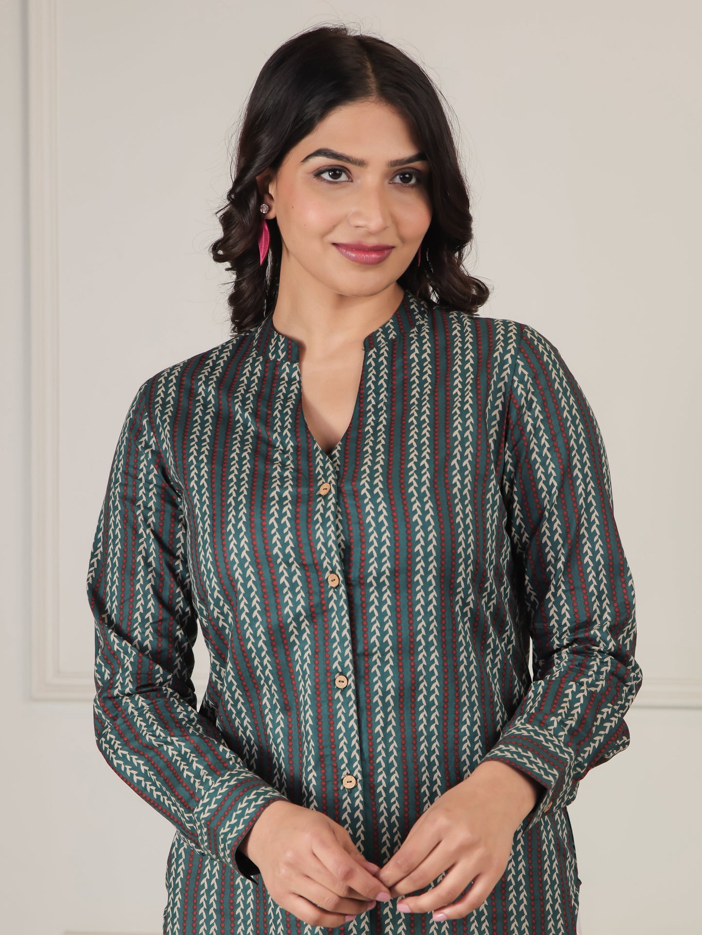 Soft Cotton Striped Green Top