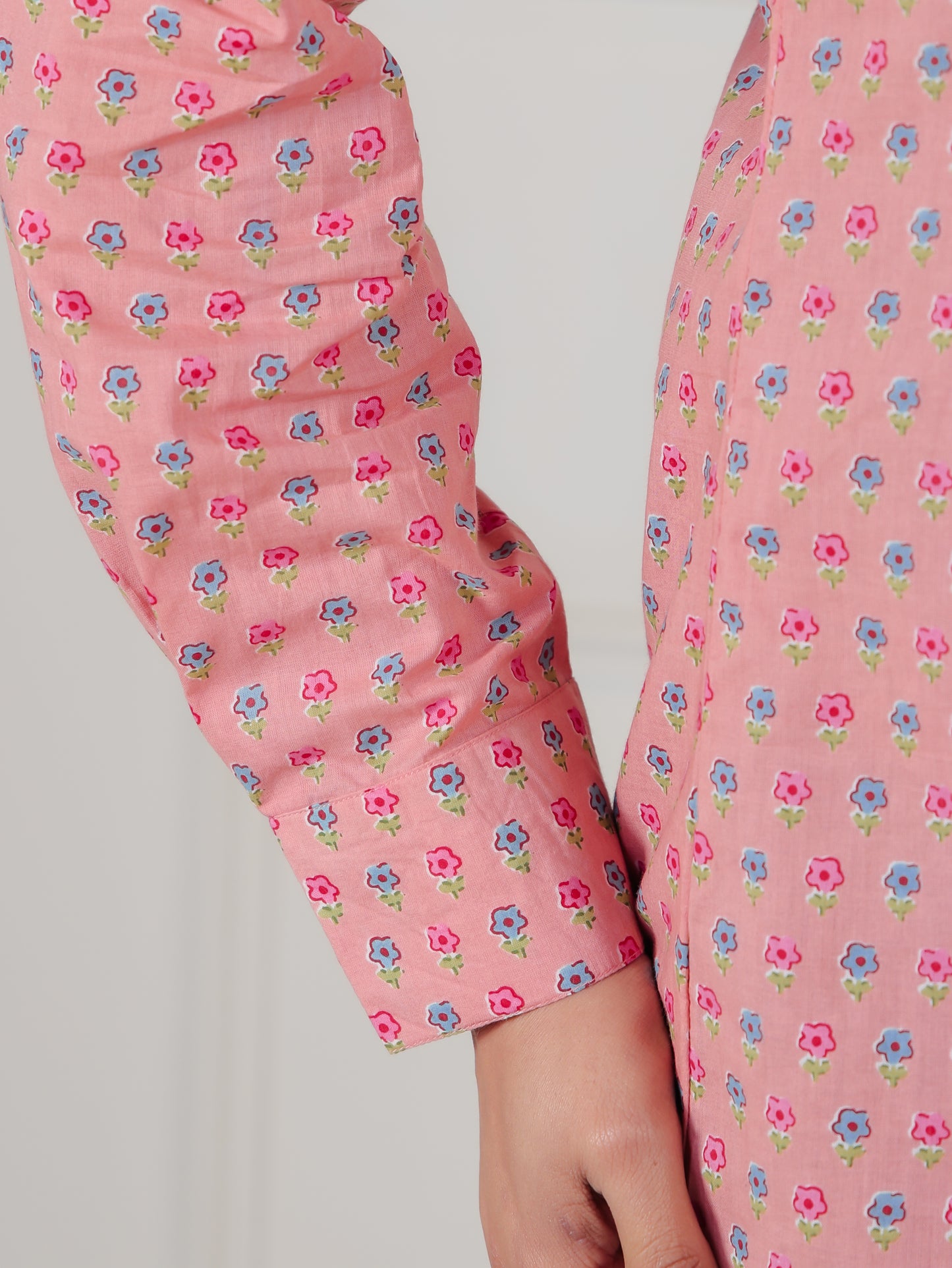 Soft Cotton Floral Straight Peach Top