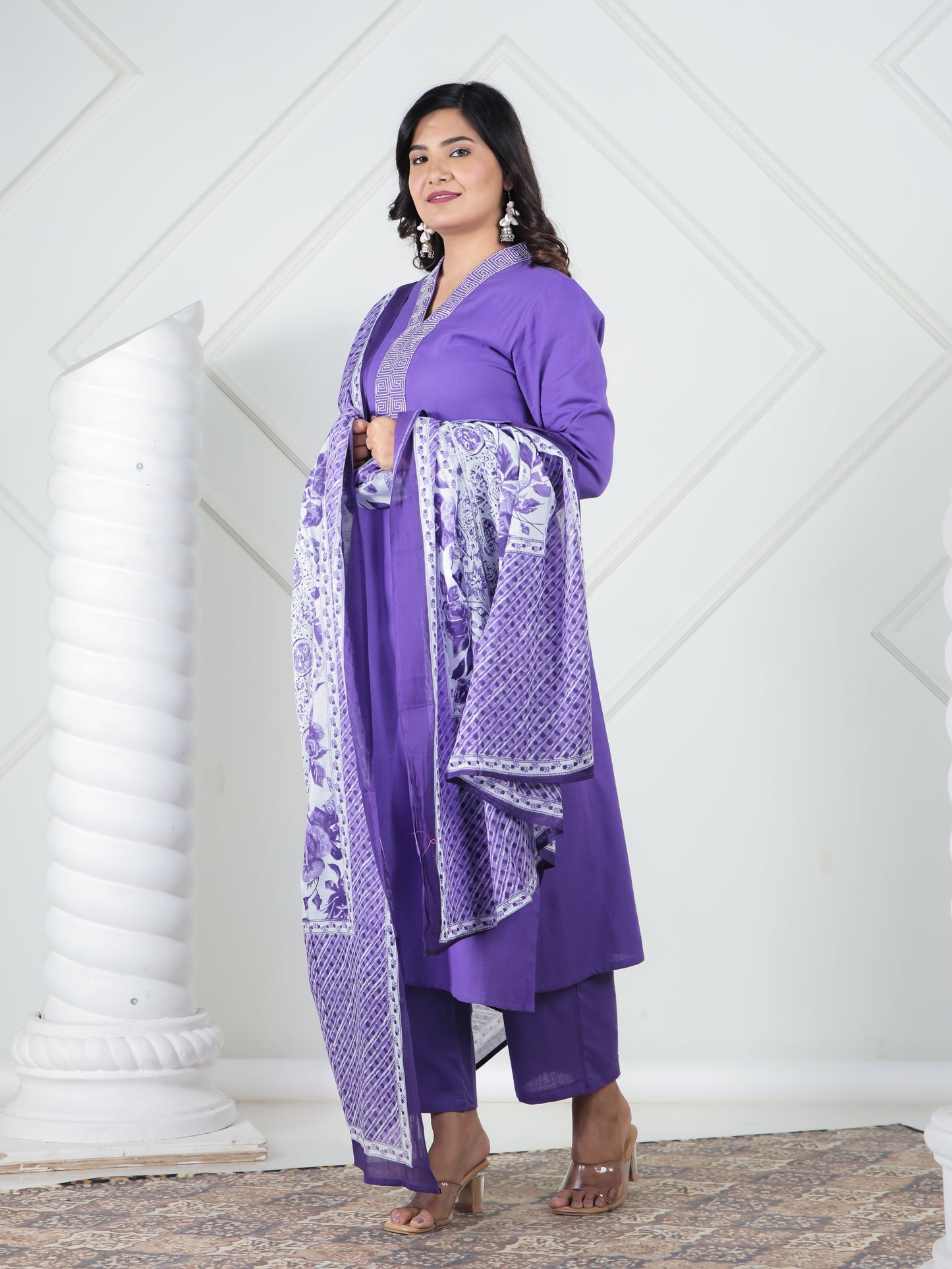 Cotton Voile Floral White Dupatta