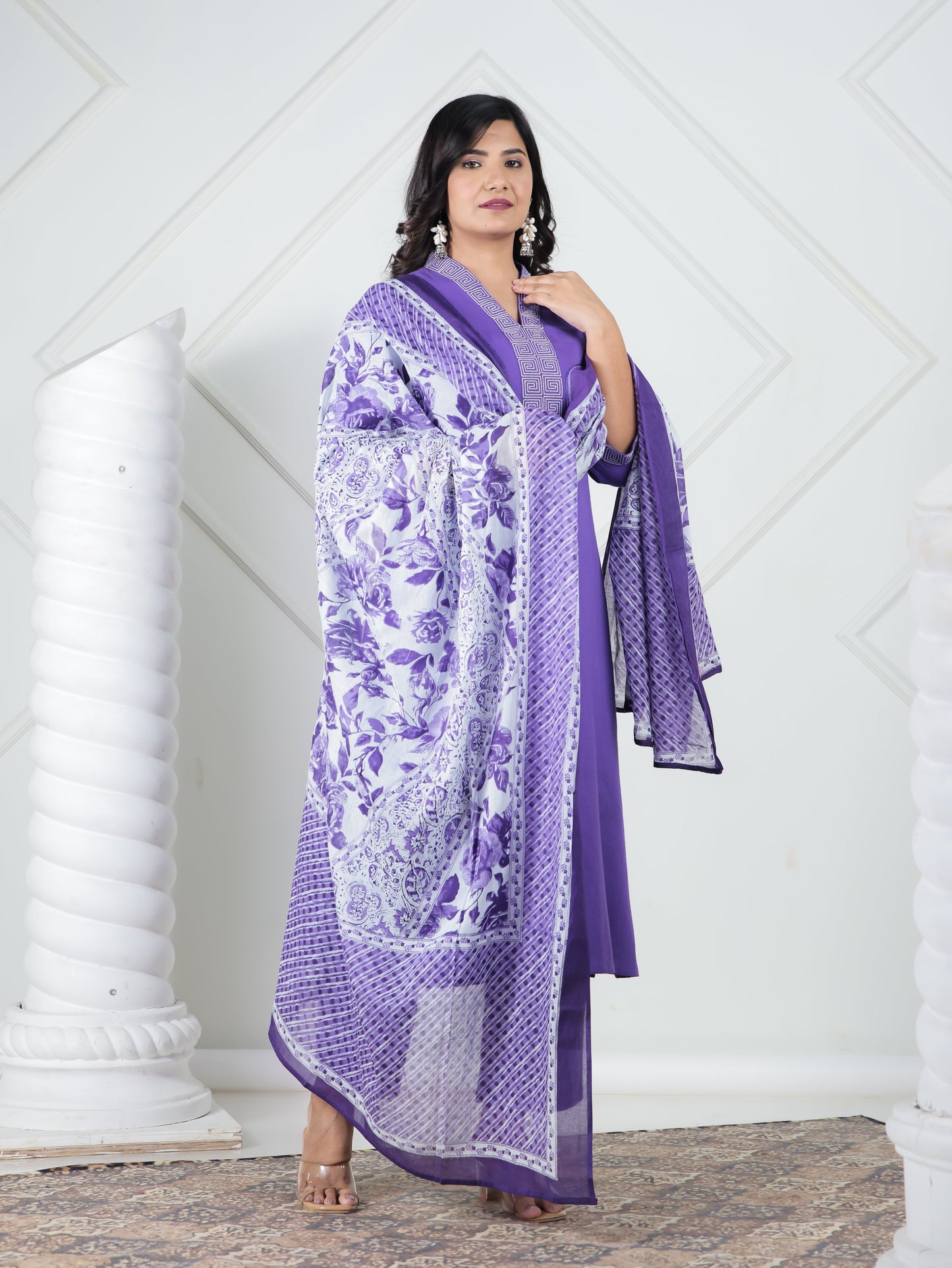 Cotton Voile Floral White Dupatta