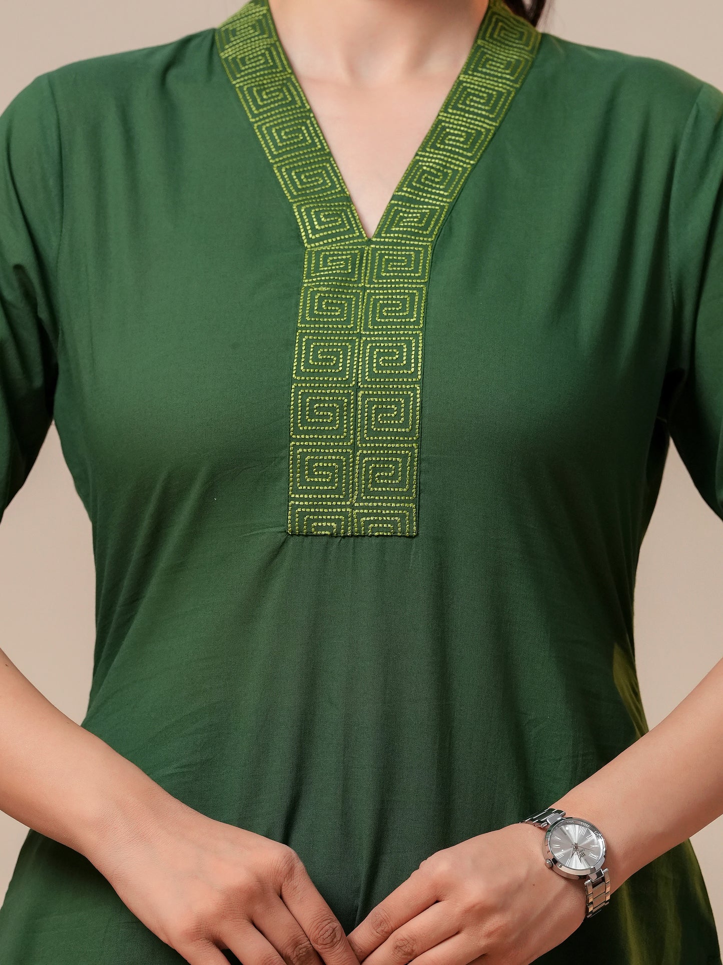 Soft Cotton Solid Straight Green Kurta