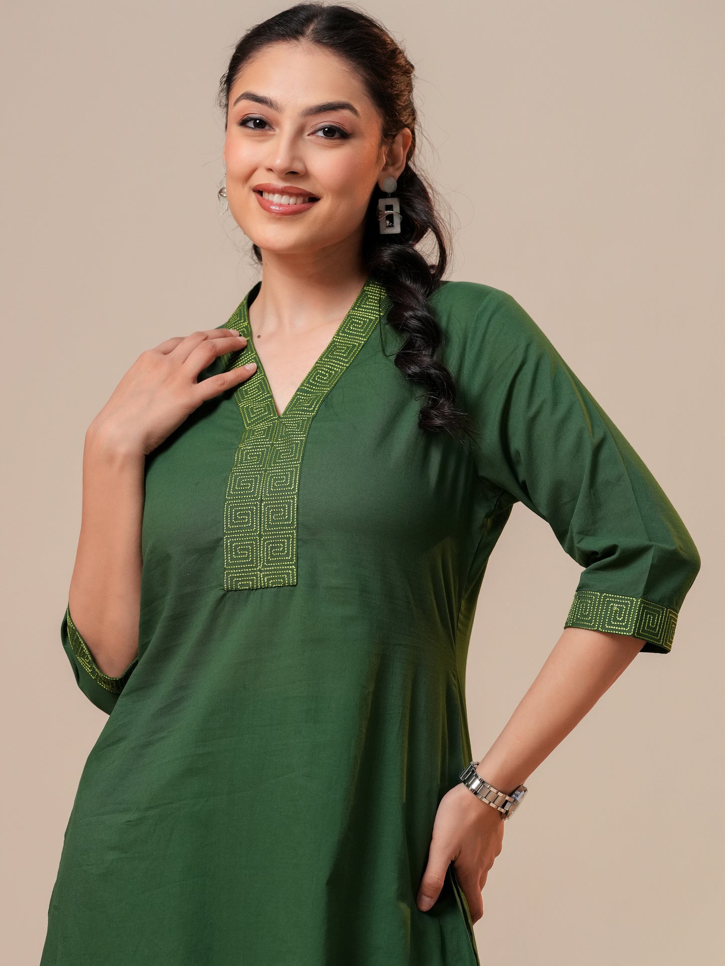 Soft Cotton Solid Straight Green Kurta