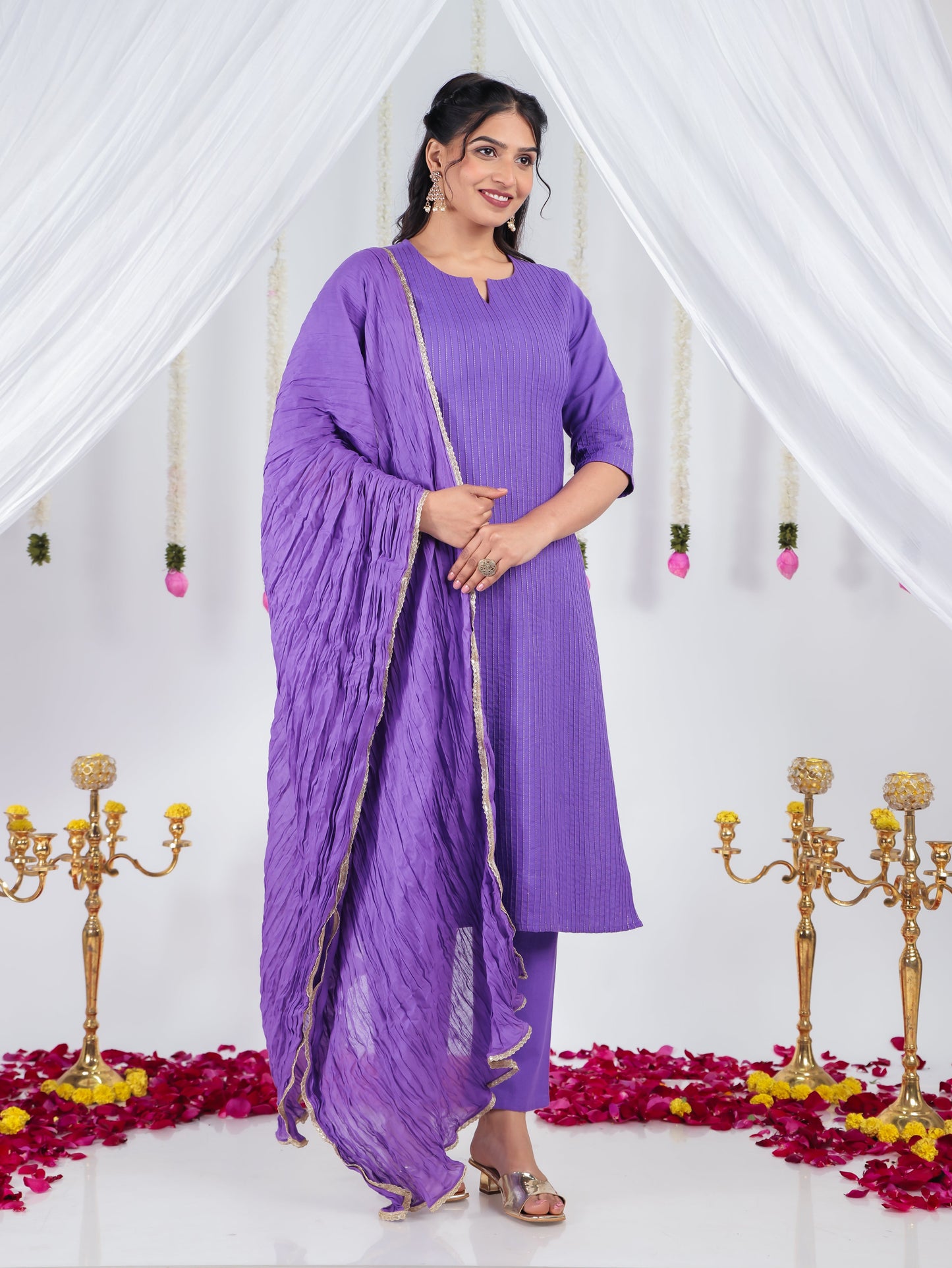 Cotton Voile Solid Purple Dupatta