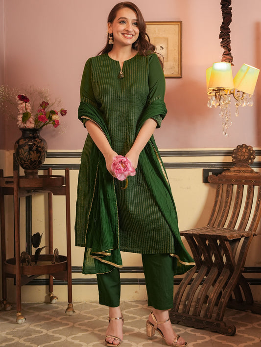 Cotton Voile Solid Green Dupatta