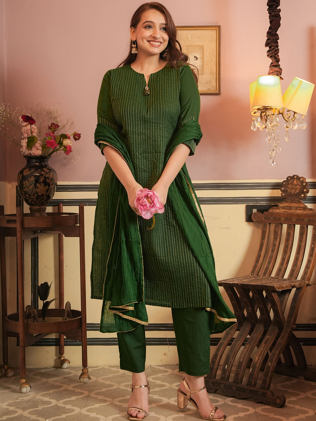 Cotton Voile Solid Green Dupatta