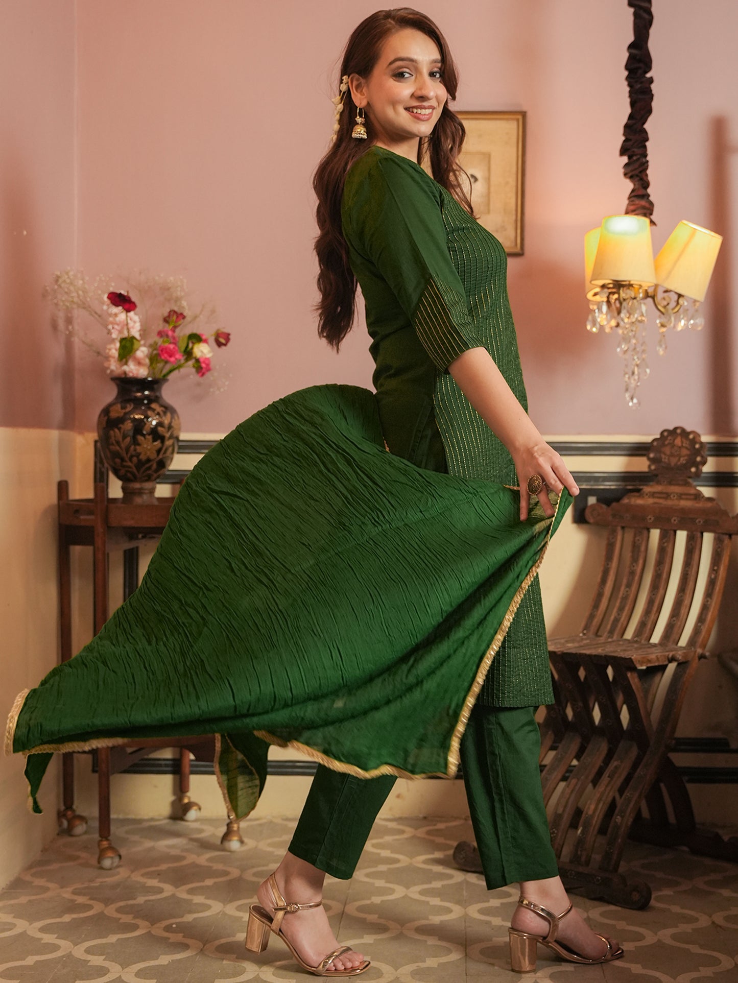 Cotton Voile Solid Green Dupatta