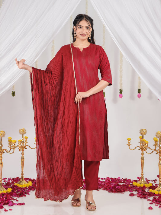 Cotton Voile Solid Maroon Dupatta