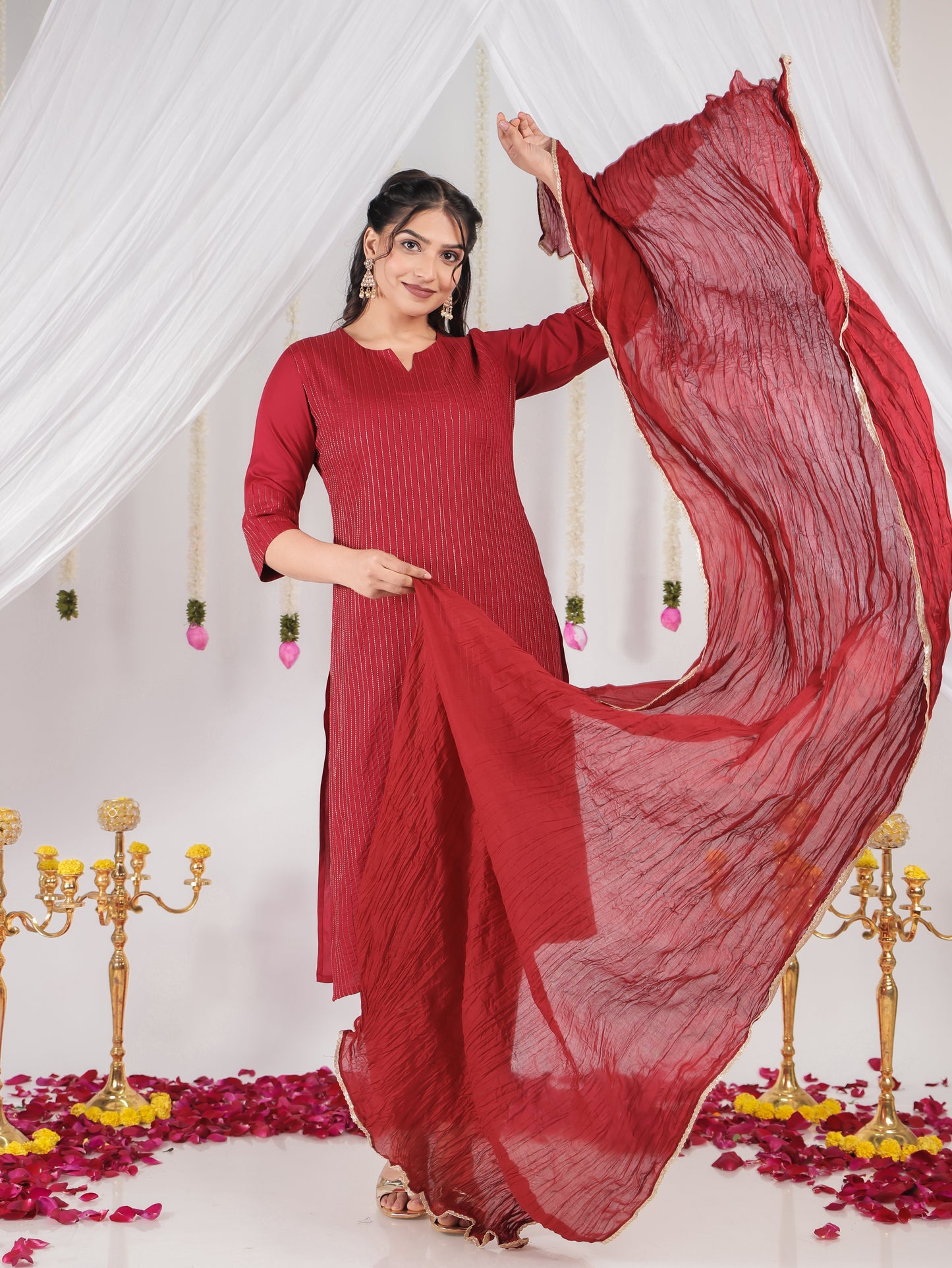 Cotton Voile Solid Maroon Dupatta