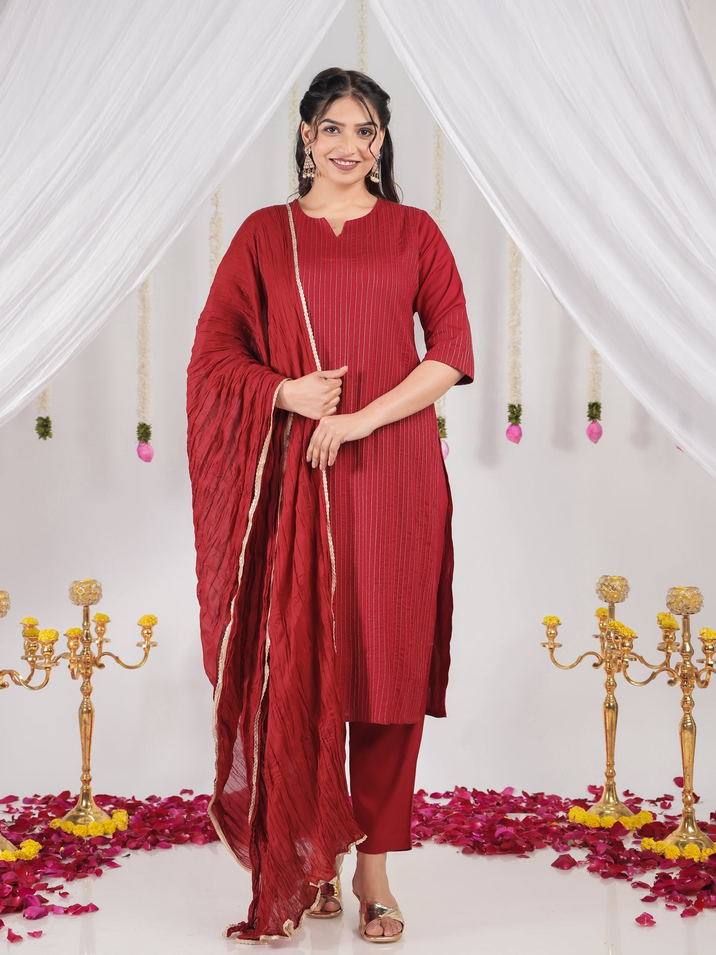 Cotton Voile Solid Maroon Dupatta
