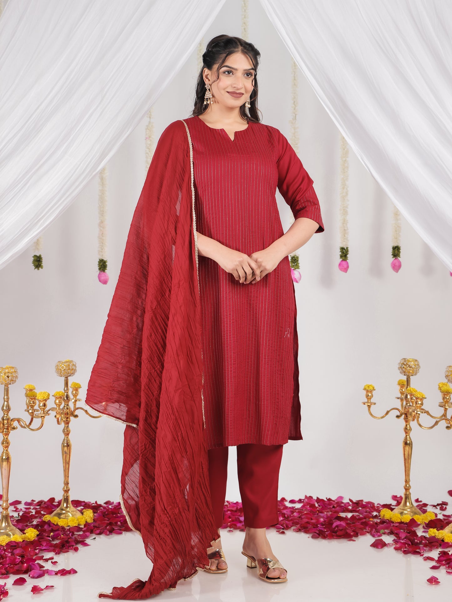 Cotton Voile Solid Maroon Dupatta