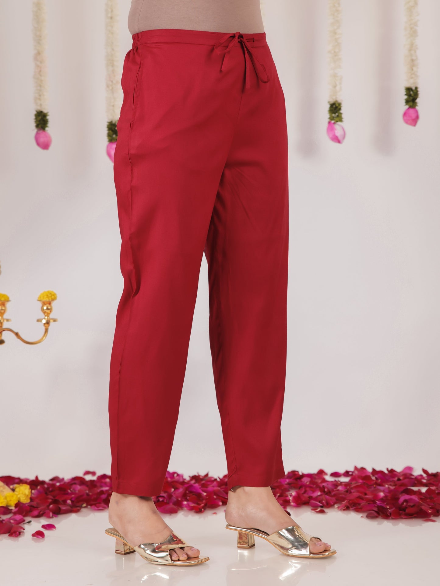 Viscose Solid Straight Maroon Kurta