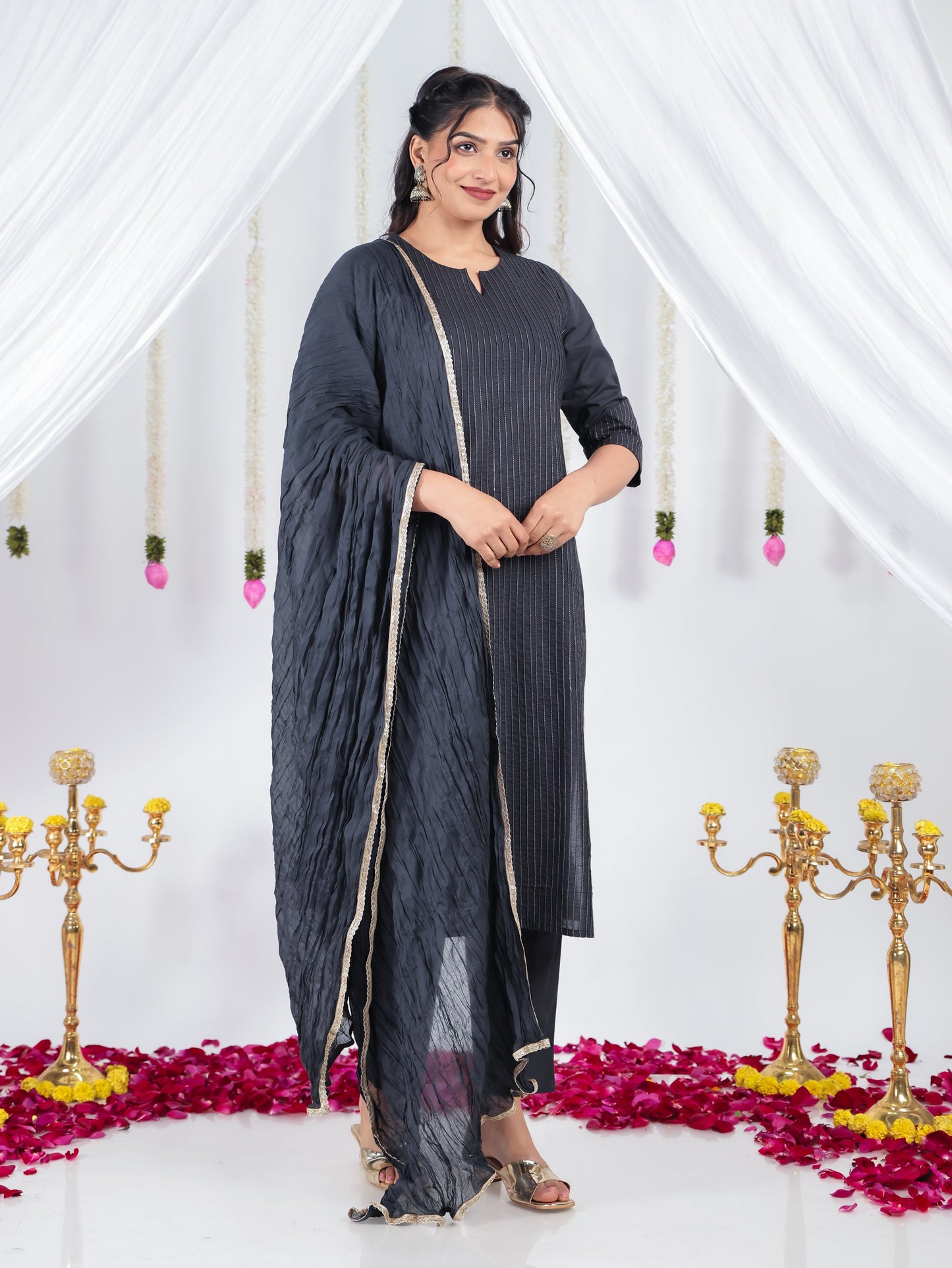 Cotton Voile Solid Black Dupatta