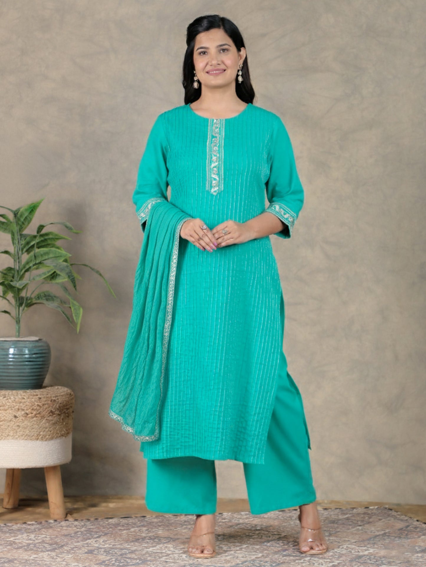 Cotton Voile Solid Sea Green Dupatta
