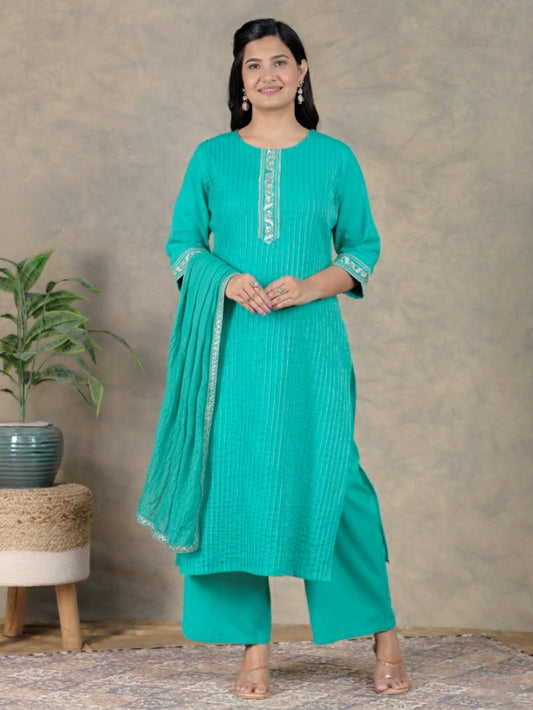 Cotton Voile Solid Sea Green Dupatta