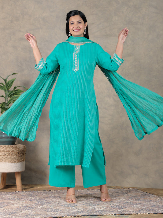 Cotton Voile Solid Sea Green Dupatta