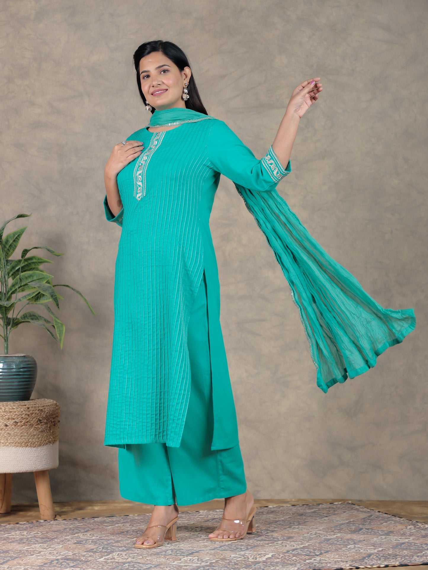 Cotton Voile Solid Sea Green Dupatta