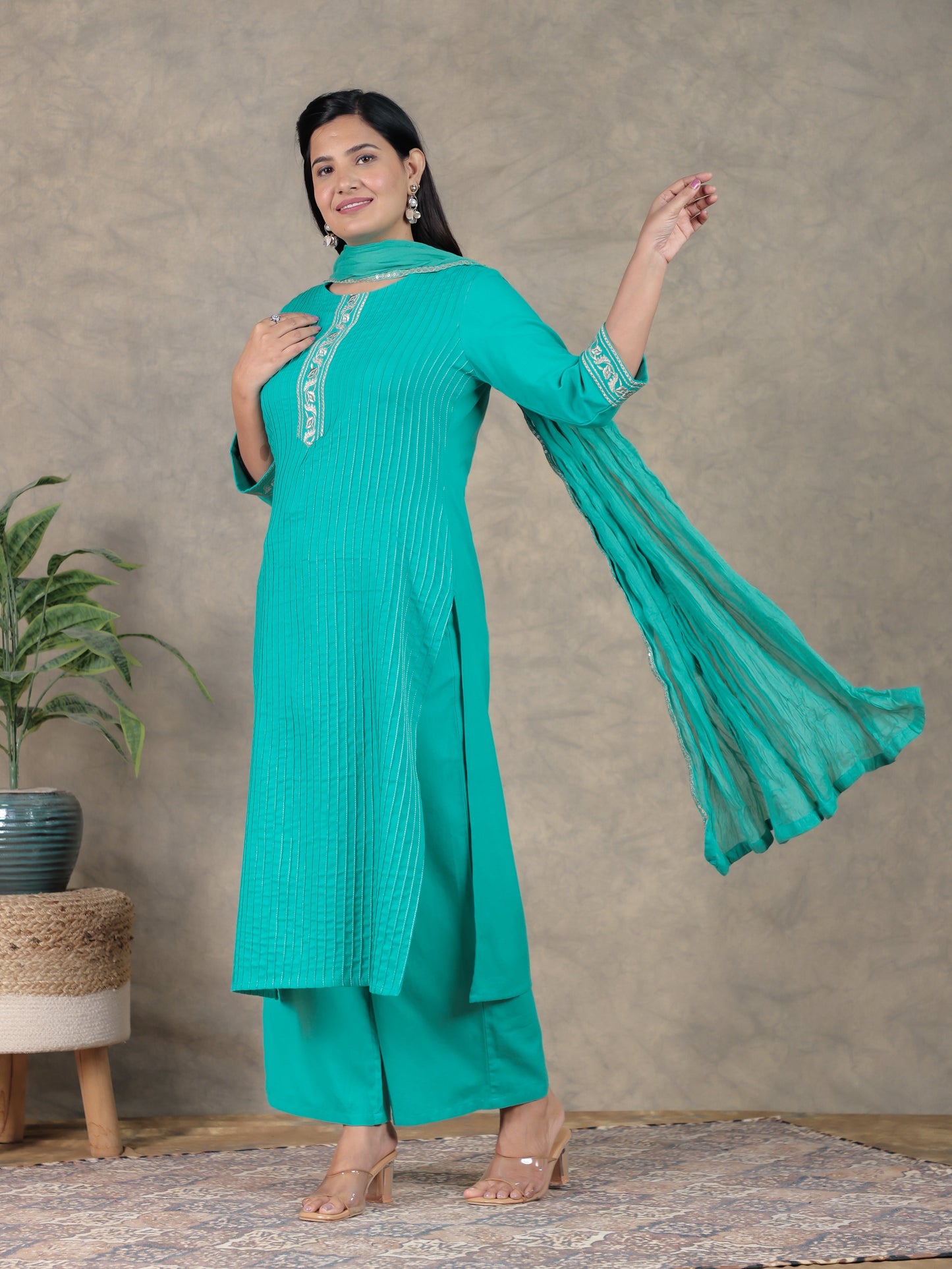 Cotton Voile Solid Sea Green Dupatta