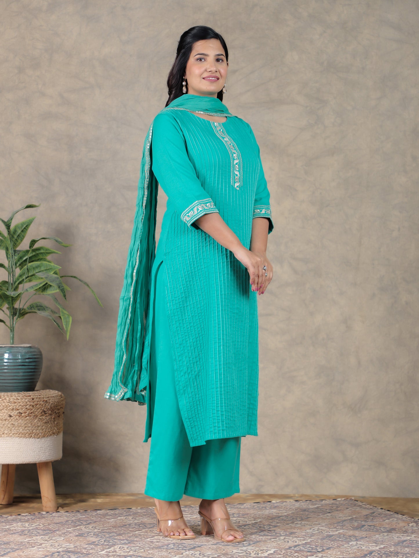 Cotton Voile Solid Sea Green Dupatta