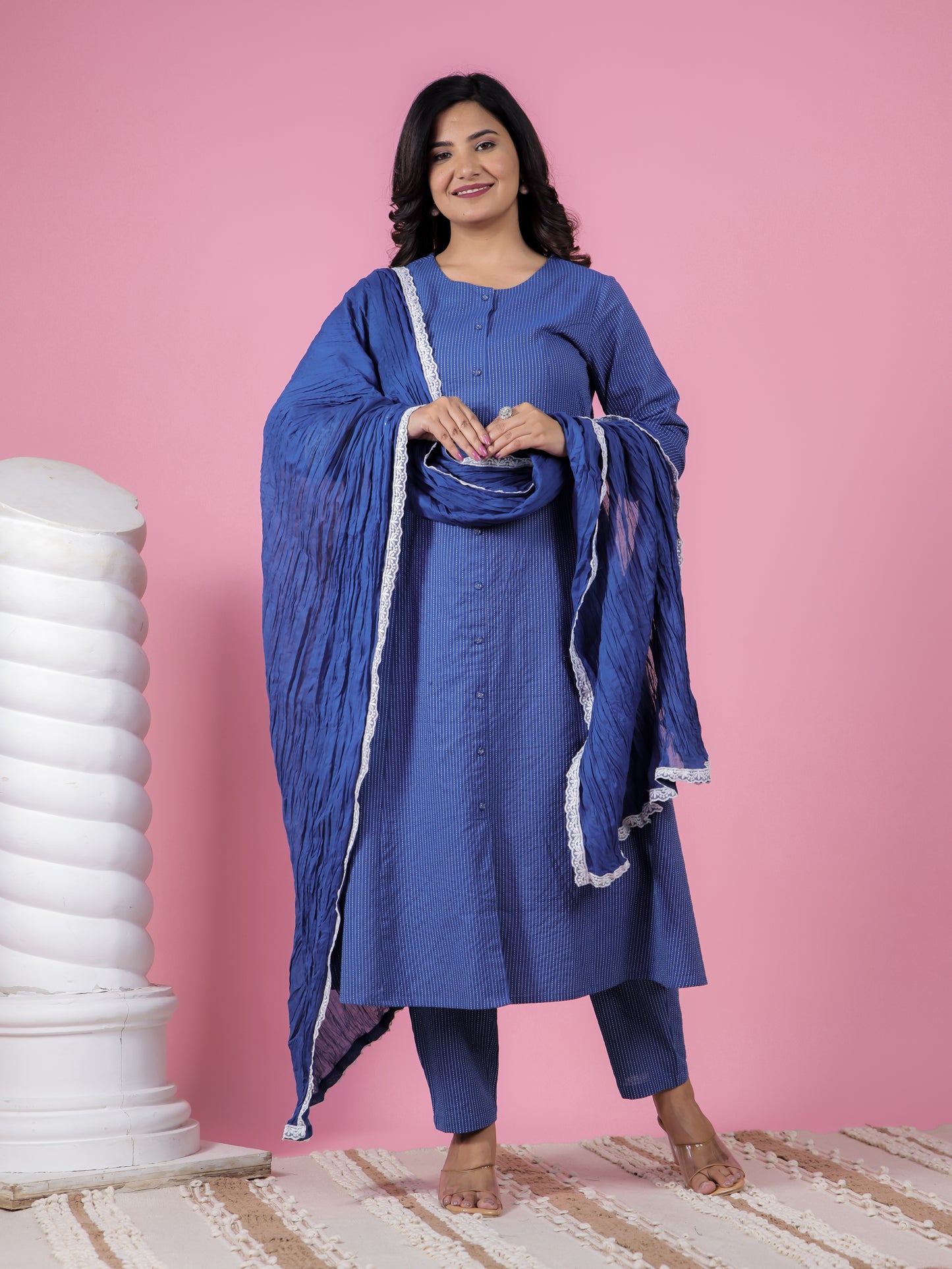 Cotton Voile Solid Blue Dupatta