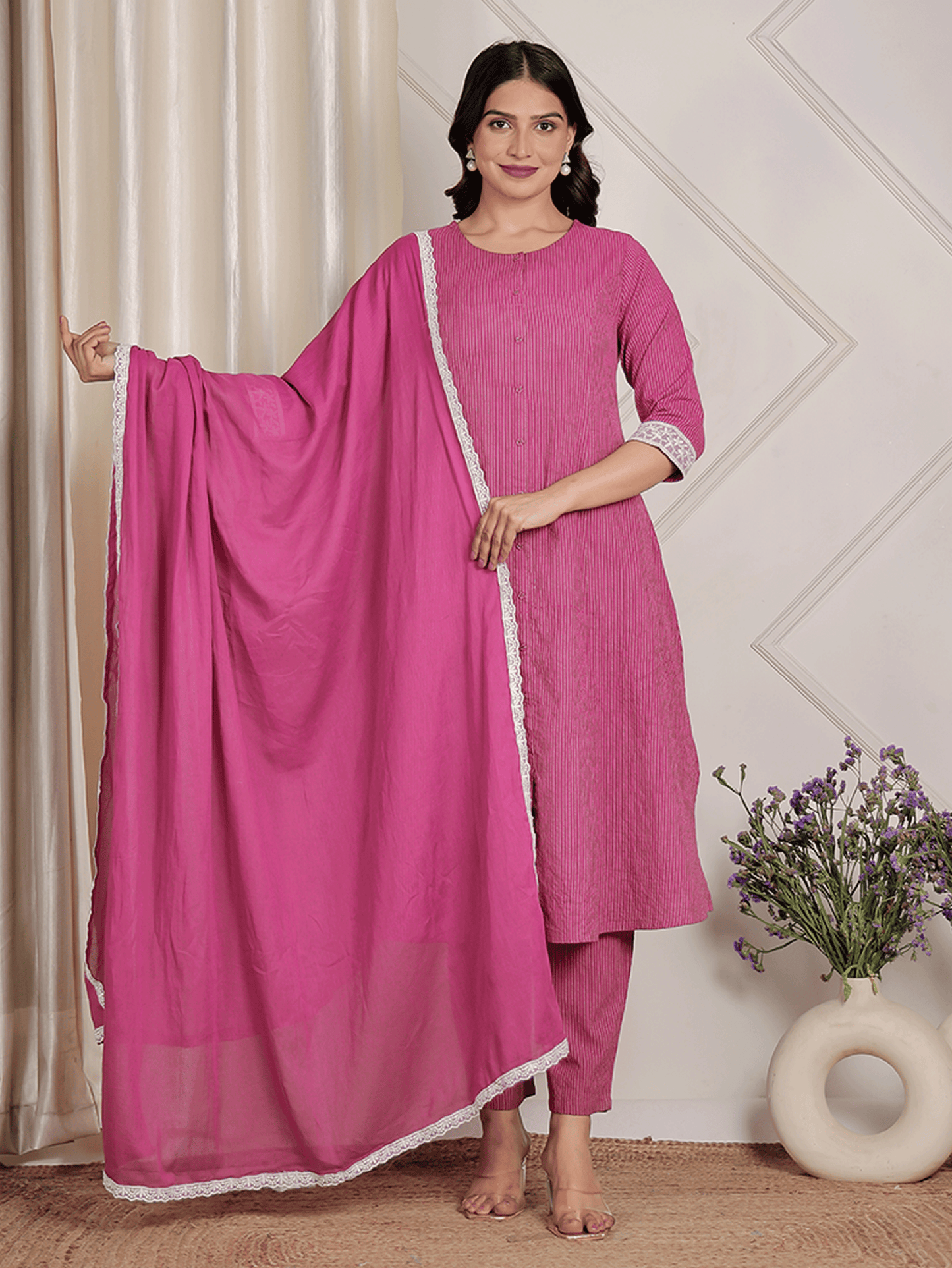 Cotton Voile Solid Purple Dupatta