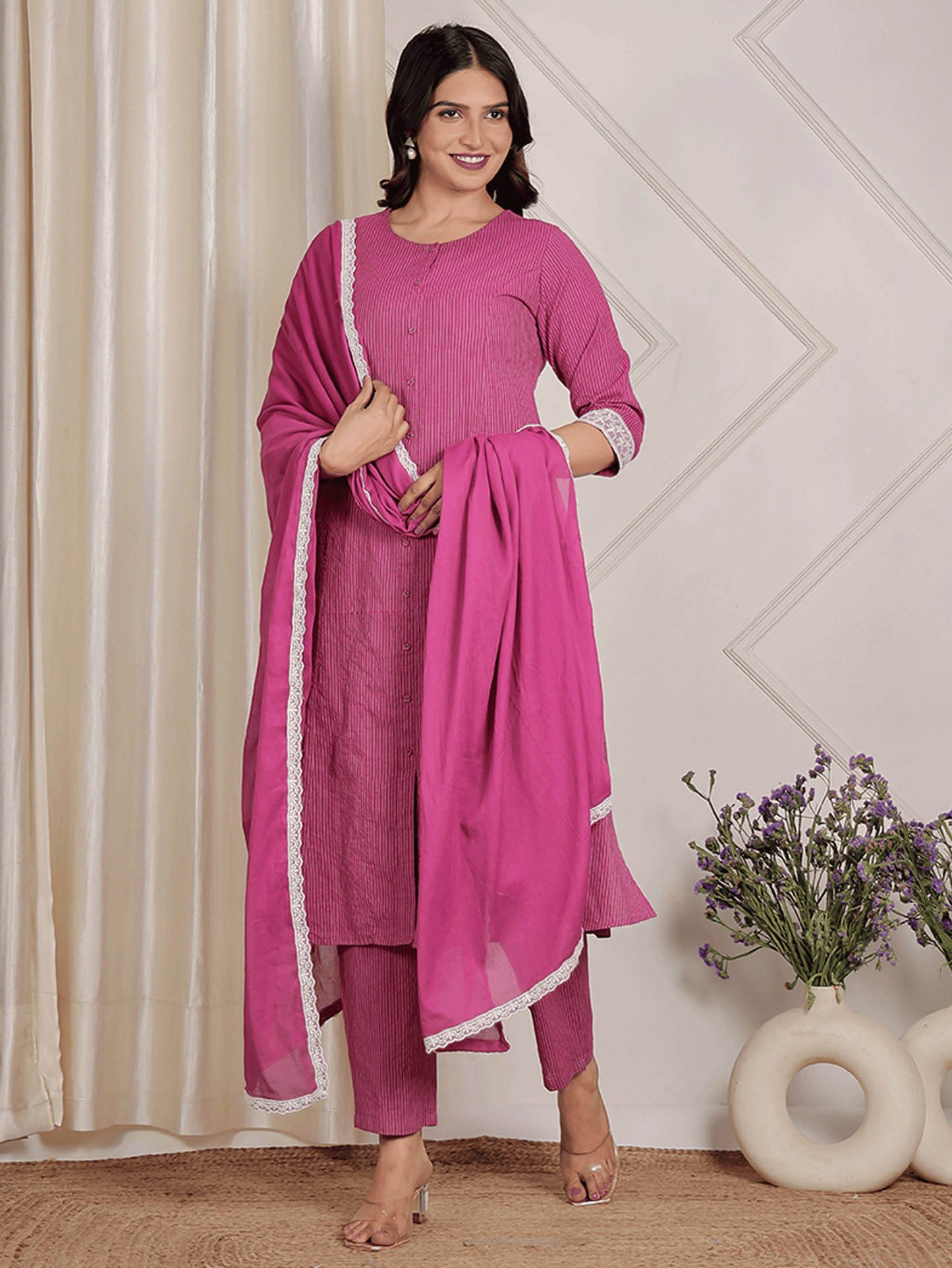 Cotton Voile Solid Purple Dupatta