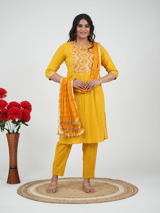 Cotton Voile Solid Yellow Dupatta
