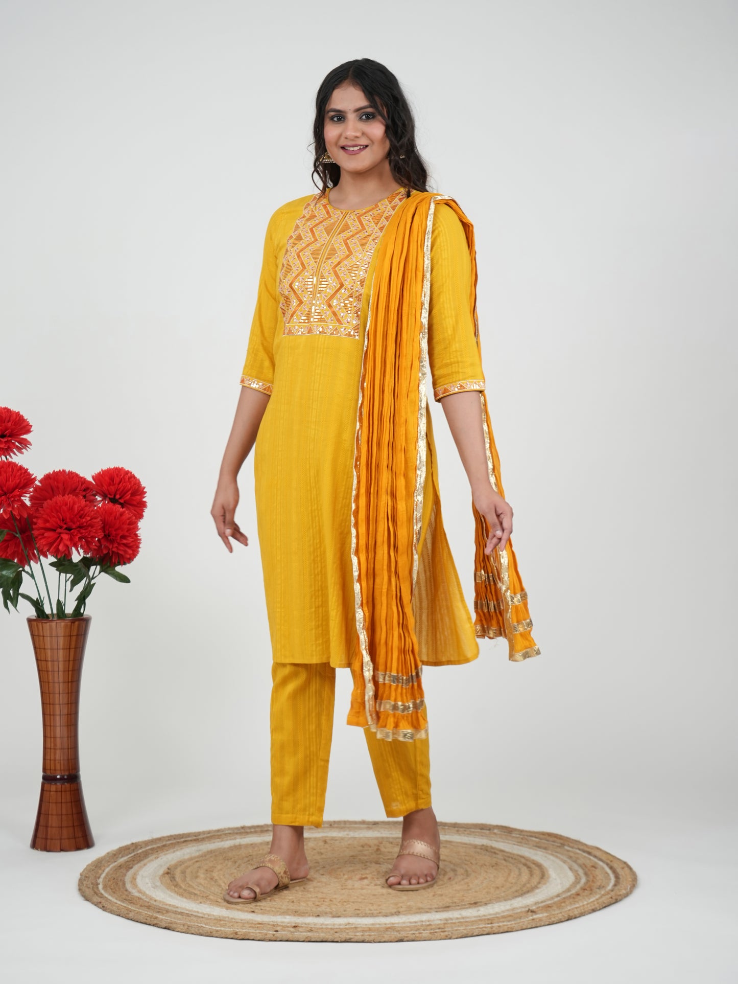 Cotton Voile Solid Yellow Dupatta