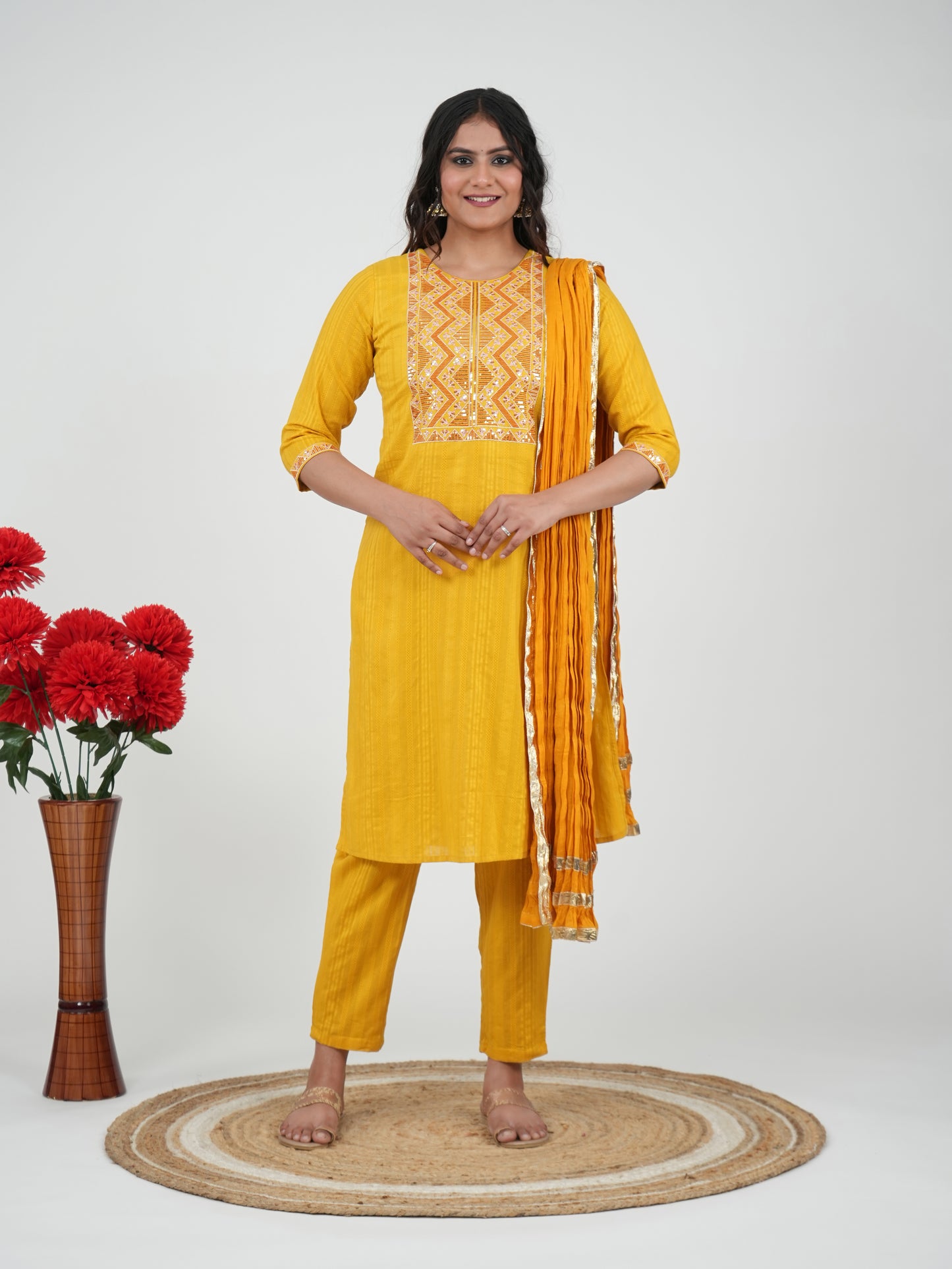 Cotton Voile Solid Yellow Dupatta