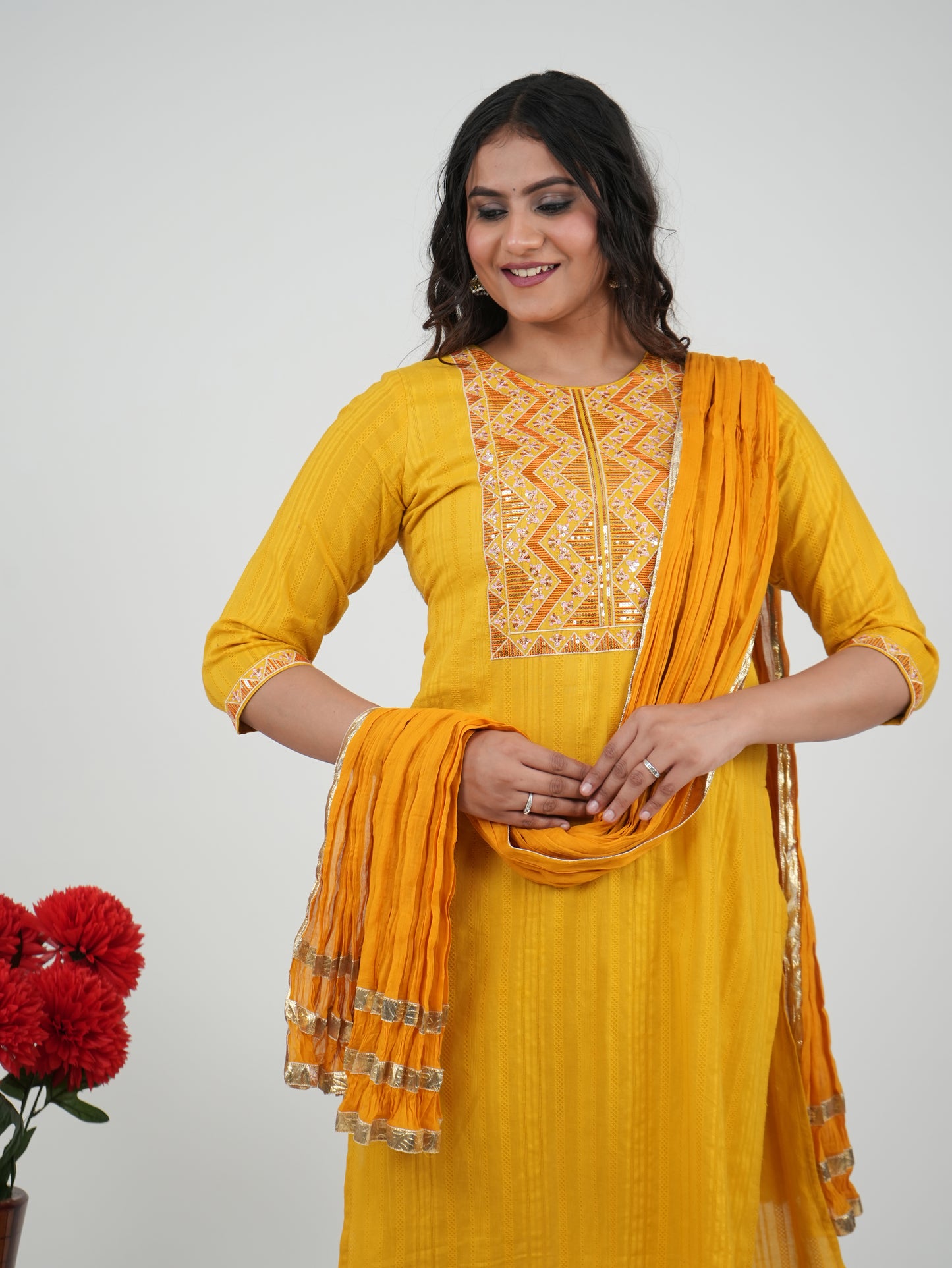 Cotton Voile Solid Yellow Dupatta