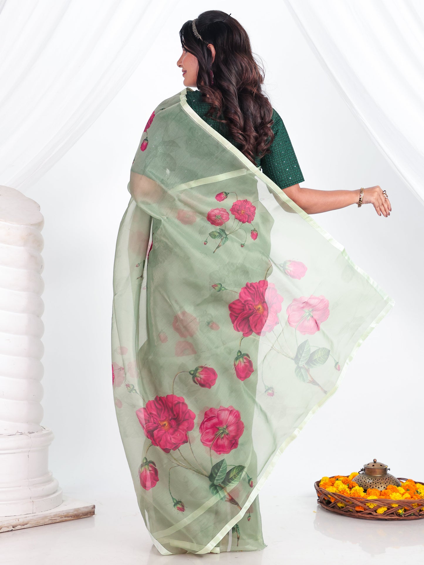 Organza Digital Sage Green Saree