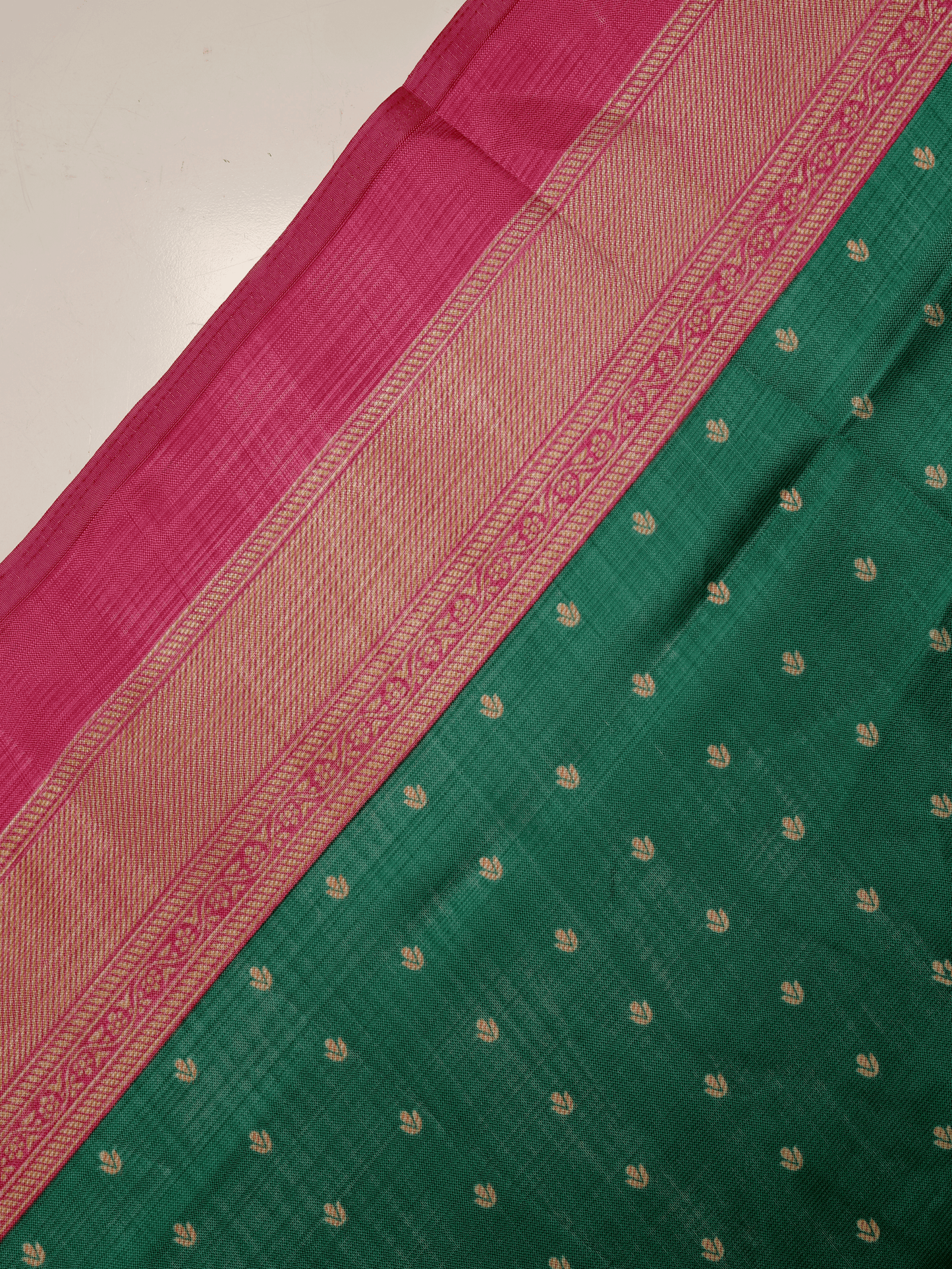 Self Design Banarasi Silk Emerald Green Saree