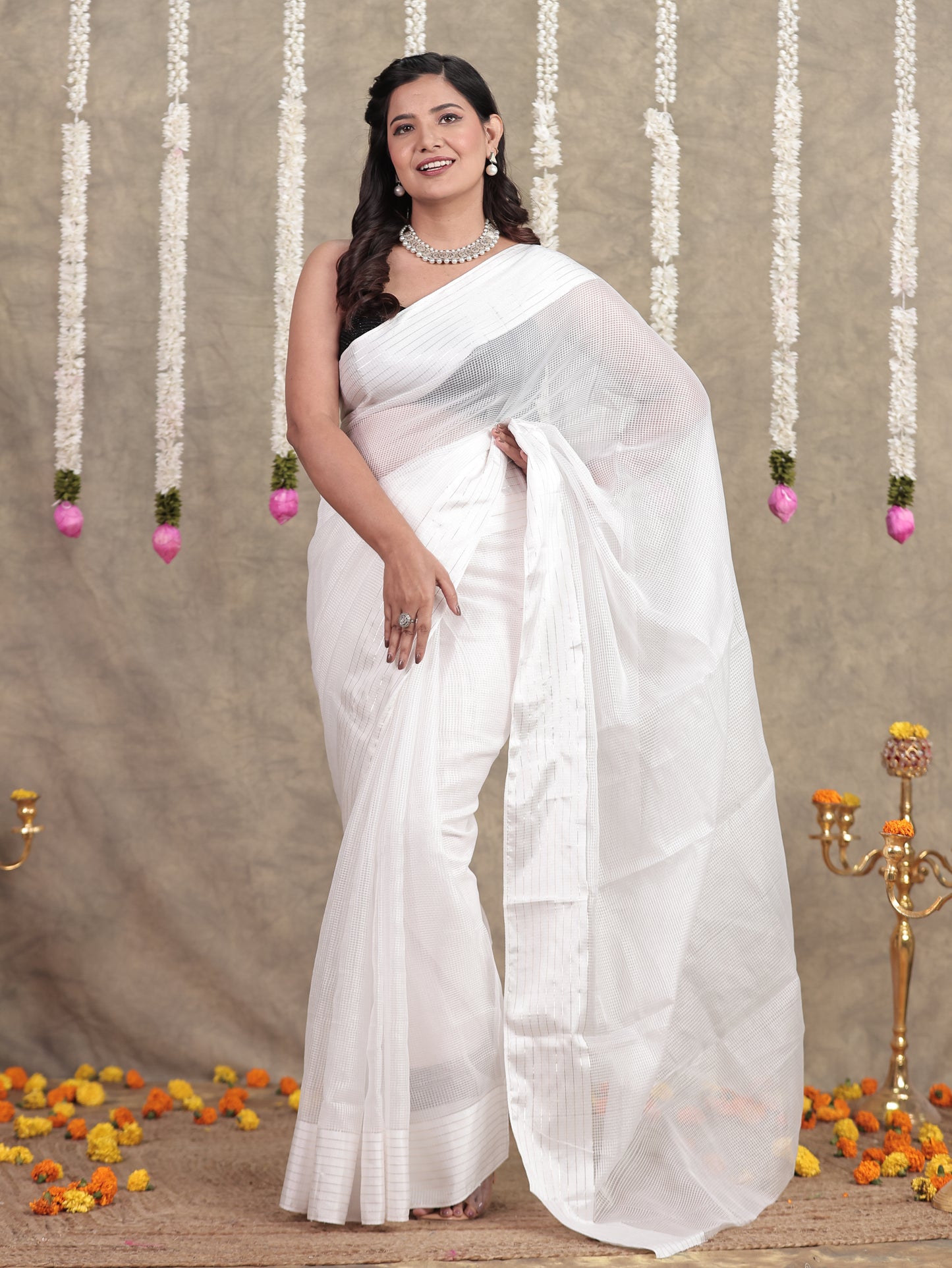 Kota Doria Off White Saree