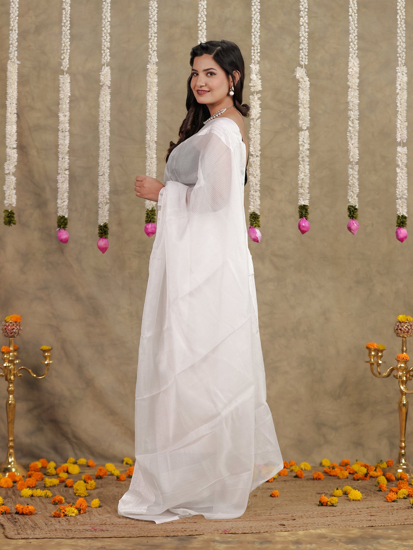 Kota Doria Off White Saree