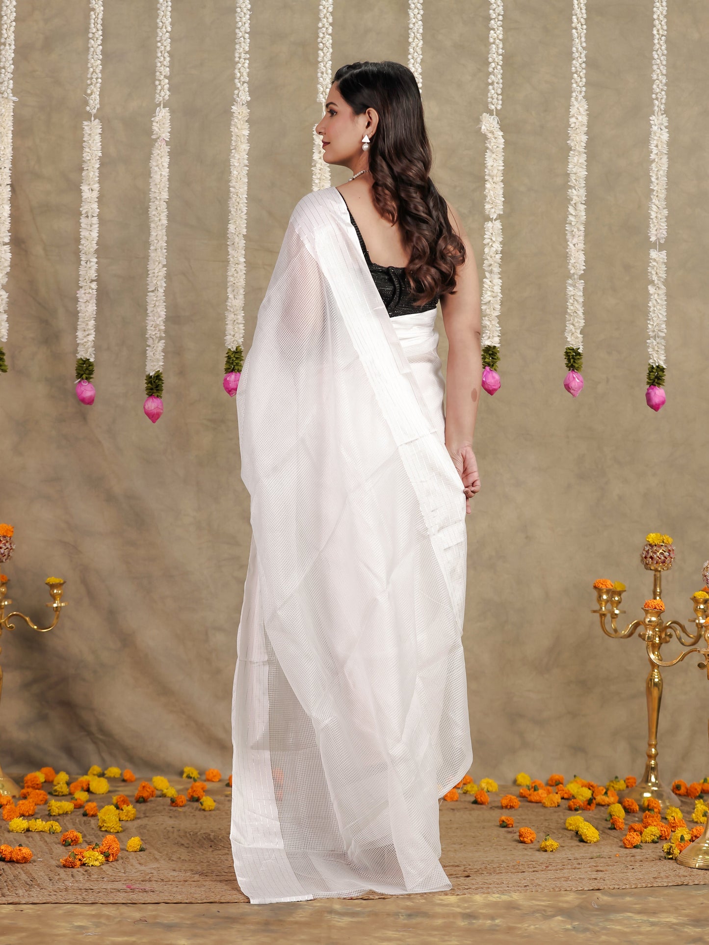 Kota Doria Off White Saree