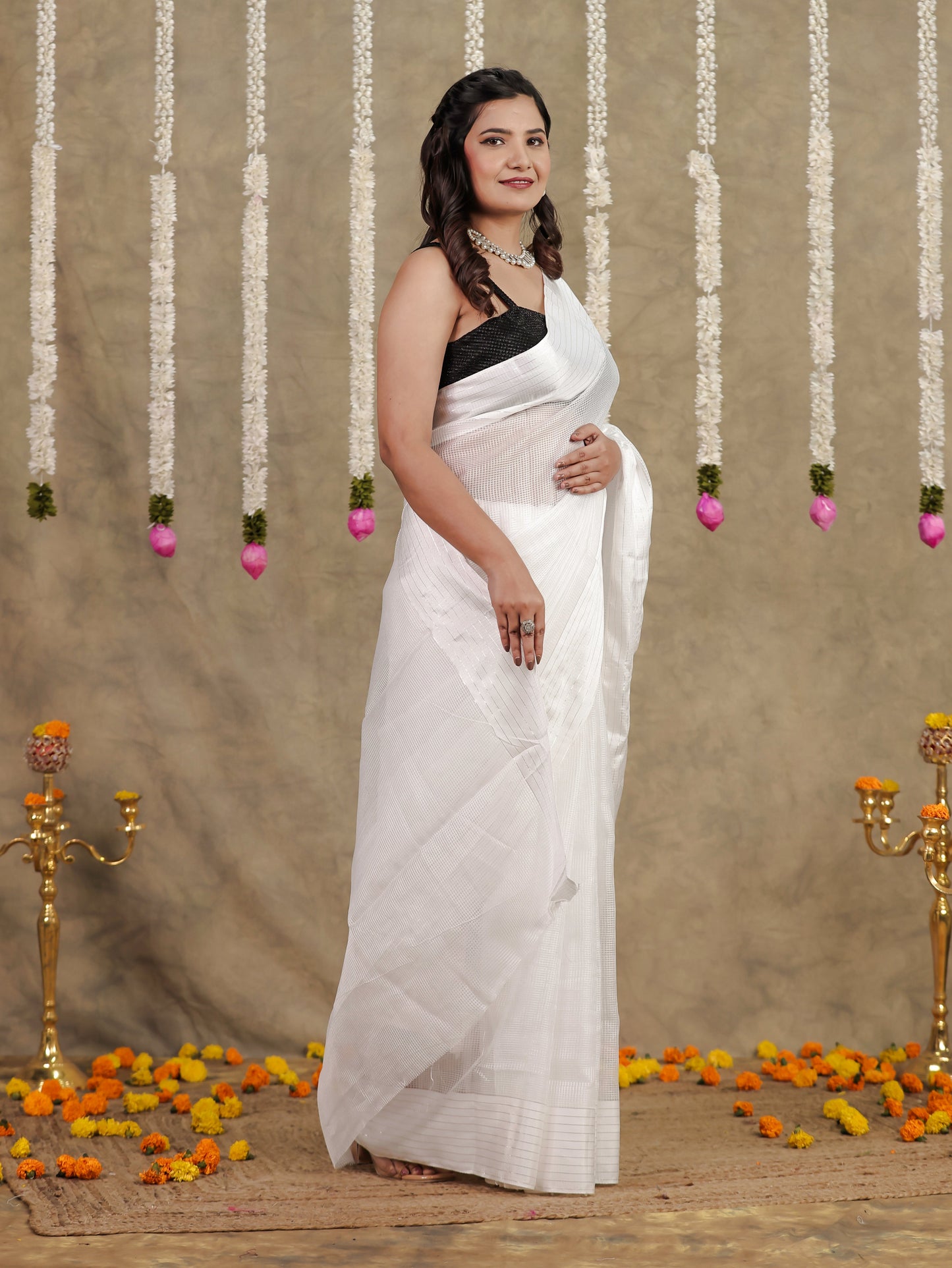 Kota Doria Off White Saree